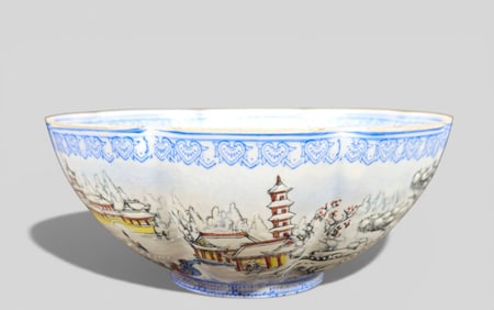 A Wucai Qianlong 19th Century Eggshell Porcelain Bowl