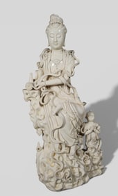 Late 19th Century Large Chinese Blanc de Chine Dehua Ware Guanyin