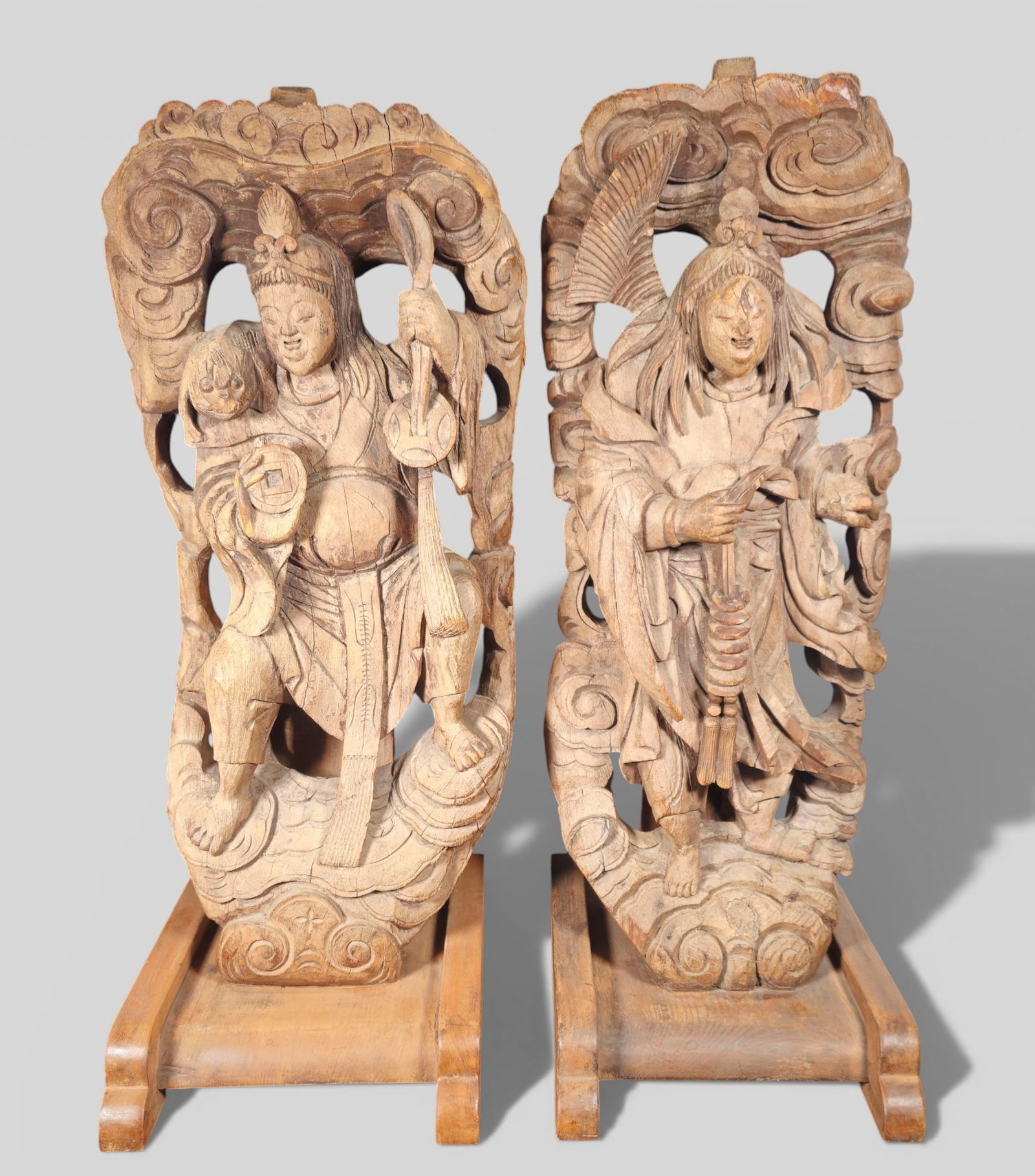 19th Century Chinese Qing Dynasty Carved Wood Temple Bodhisattvas Figures (1 of 20)