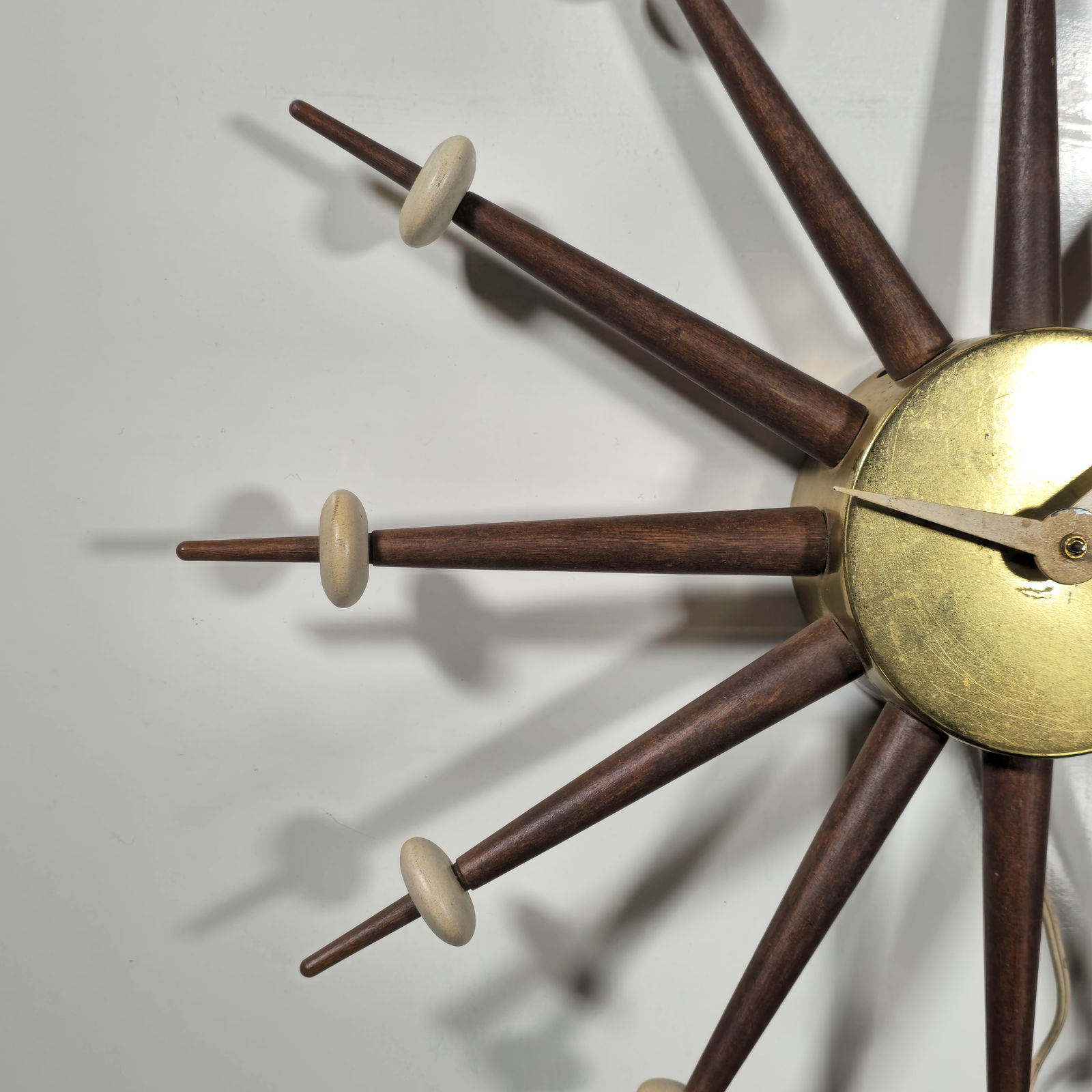 Mid-Century Sunburst Atomic Wall Clock - 4