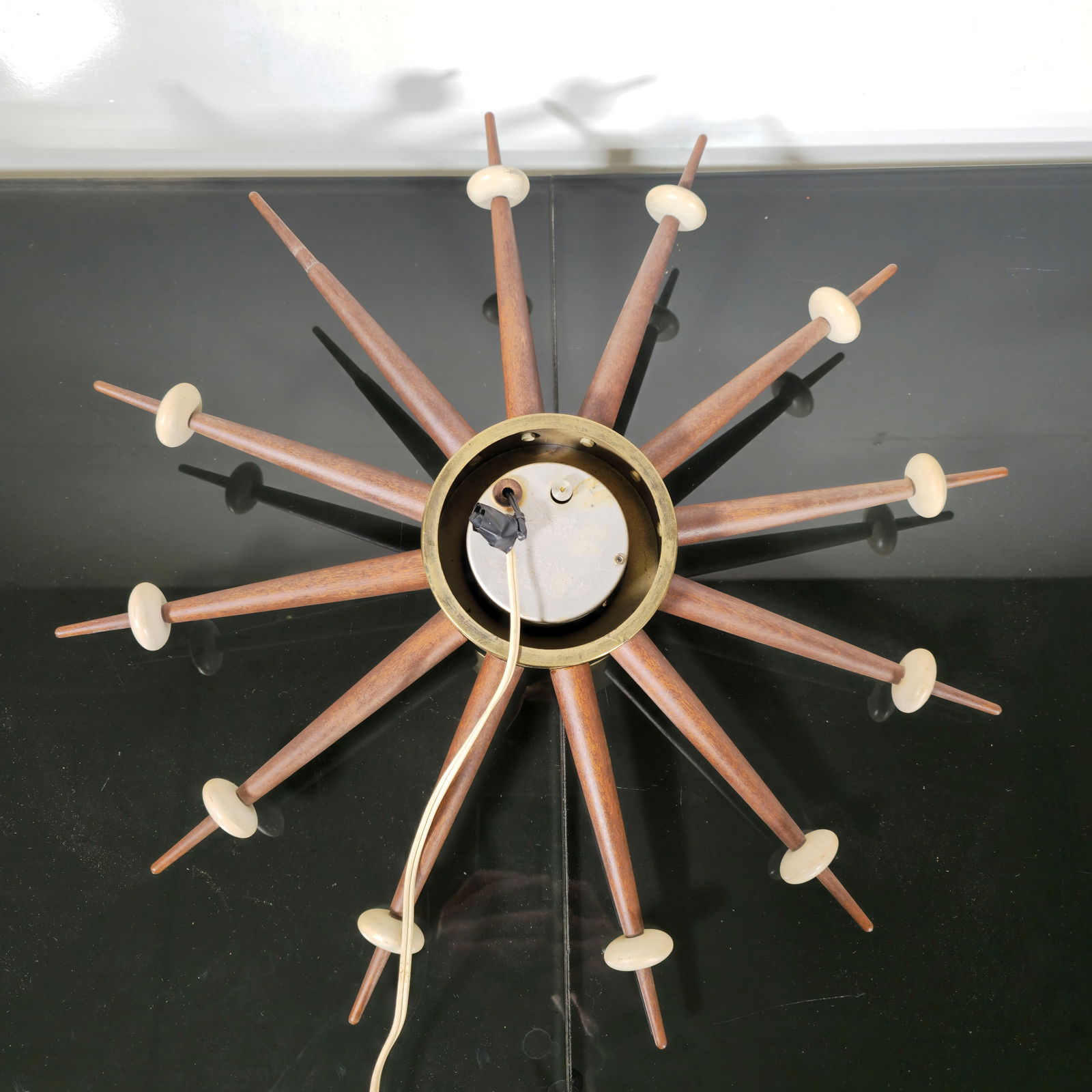 Mid-Century Sunburst Atomic Wall Clock - 7