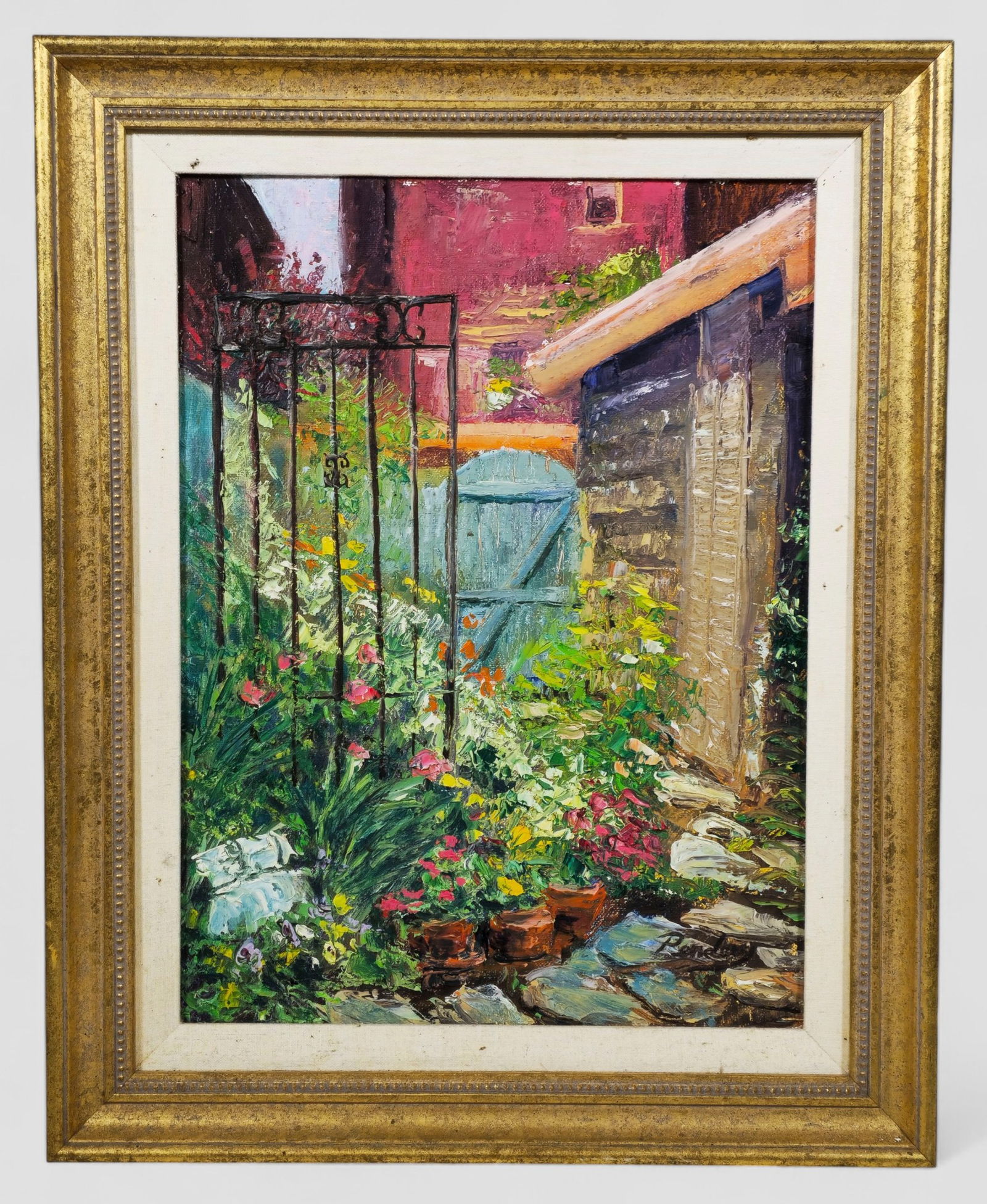 Nancy Pendery "Garden Gate Scene" Oil Painting (1 of 10)