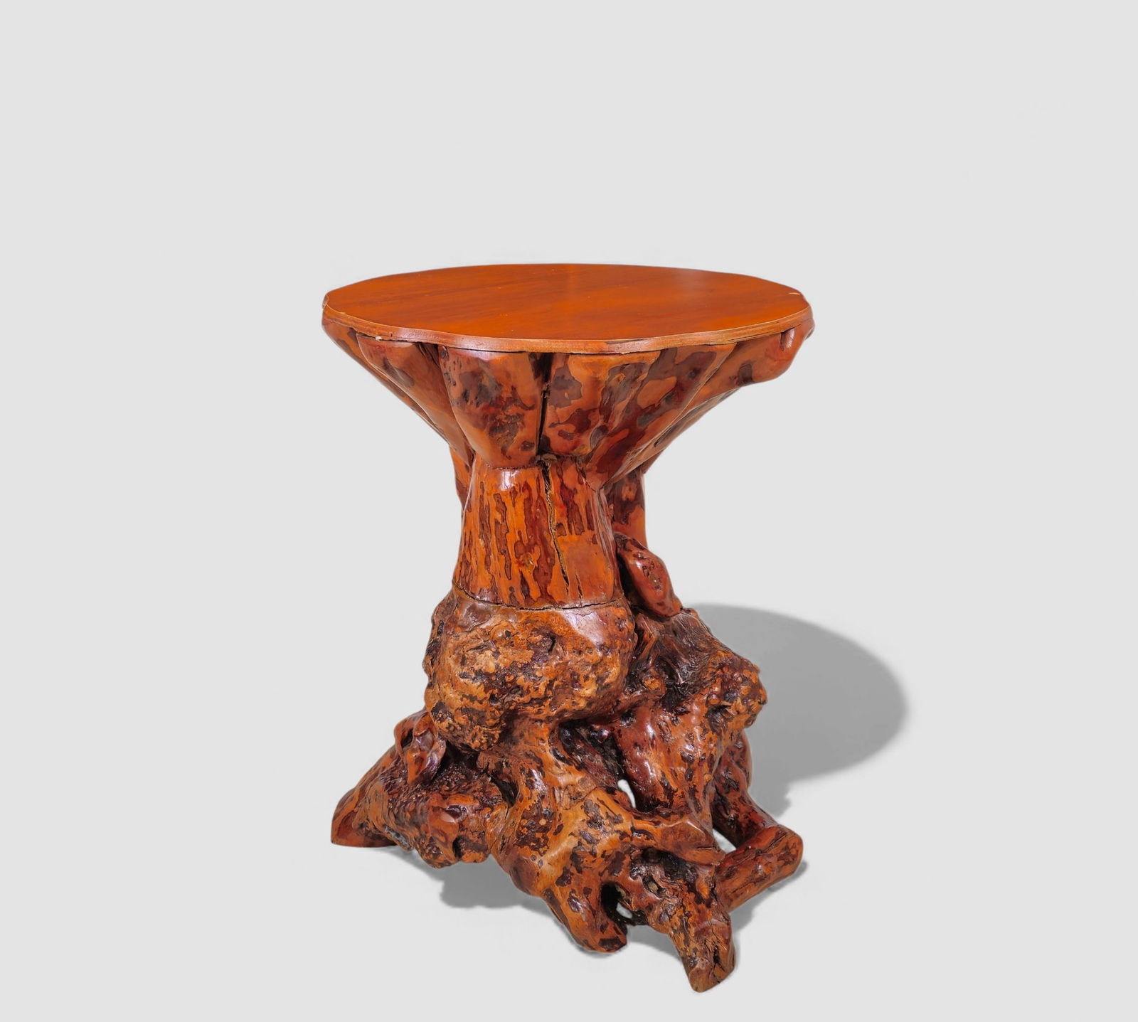 MCM Natural Root Carved Side Table - 2