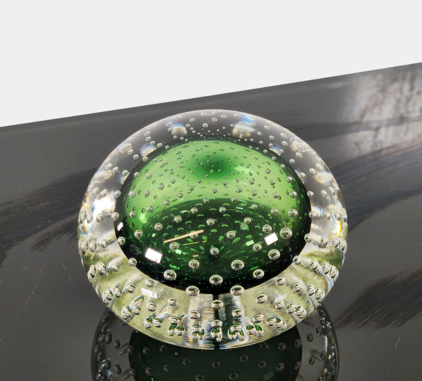 Signed Studio Art Glass Controlled-Bubble Paperweight - 2