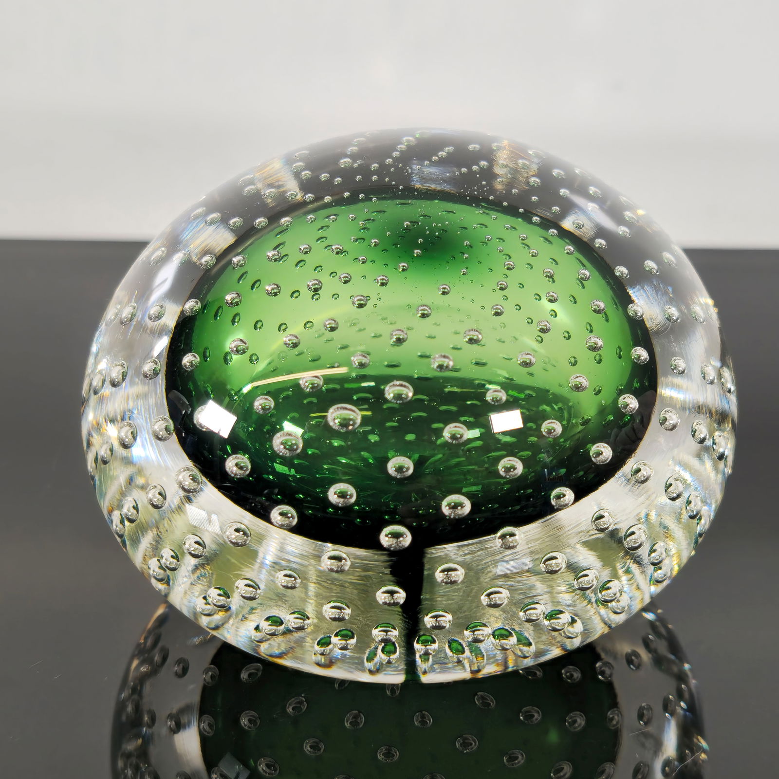 Signed Studio Art Glass Controlled-Bubble Paperweight - 3