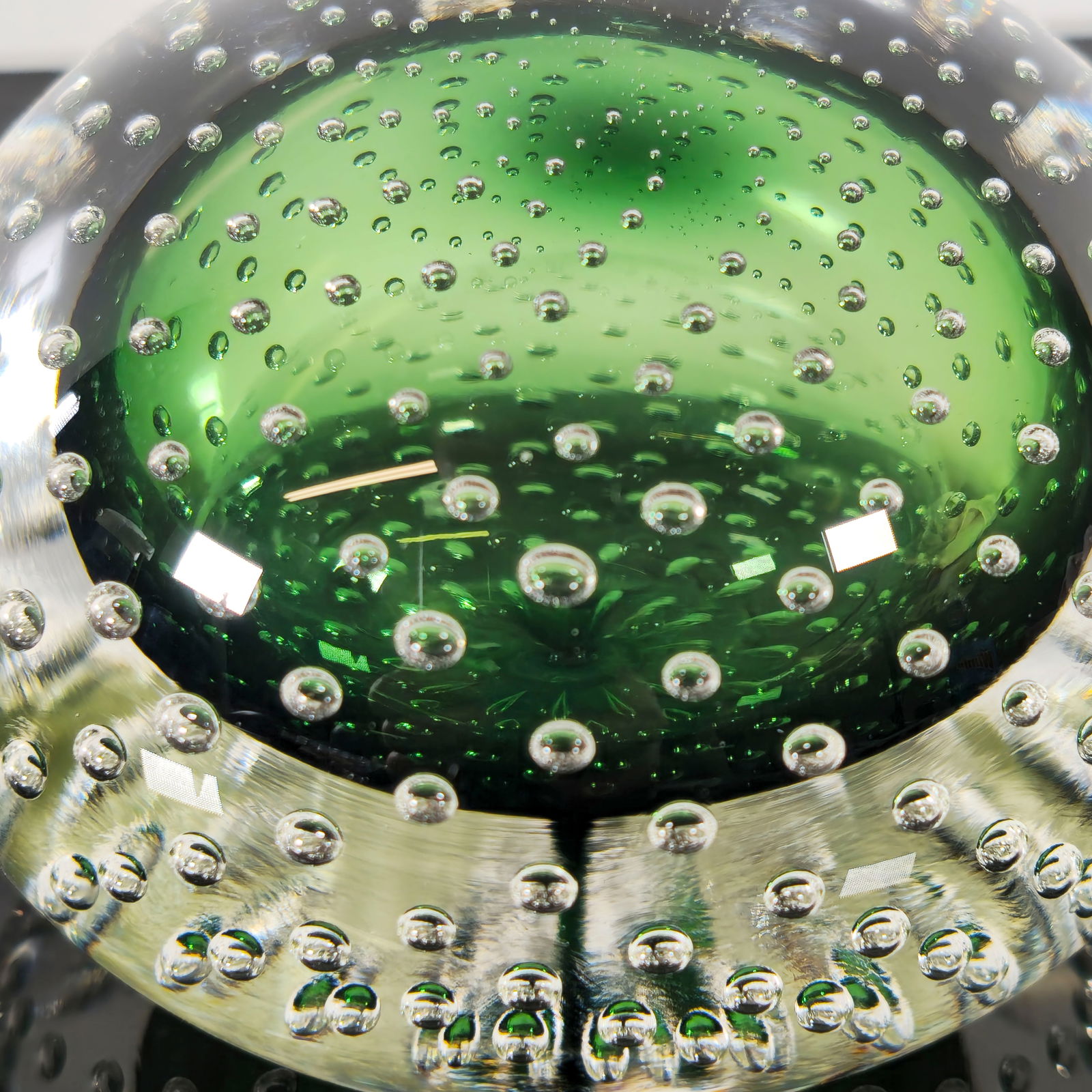 Signed Studio Art Glass Controlled-Bubble Paperweight - 5