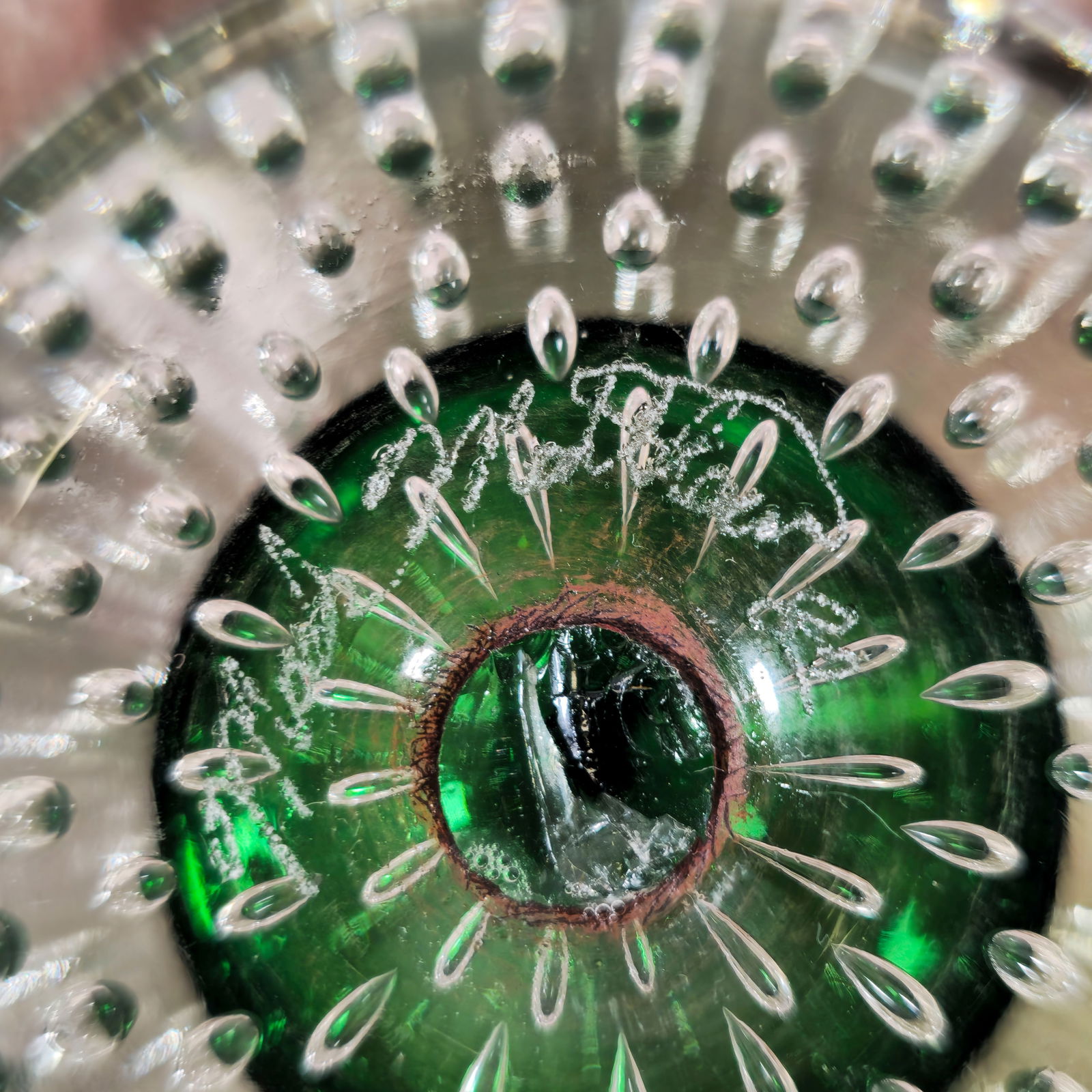 Signed Studio Art Glass Controlled-Bubble Paperweight - 7