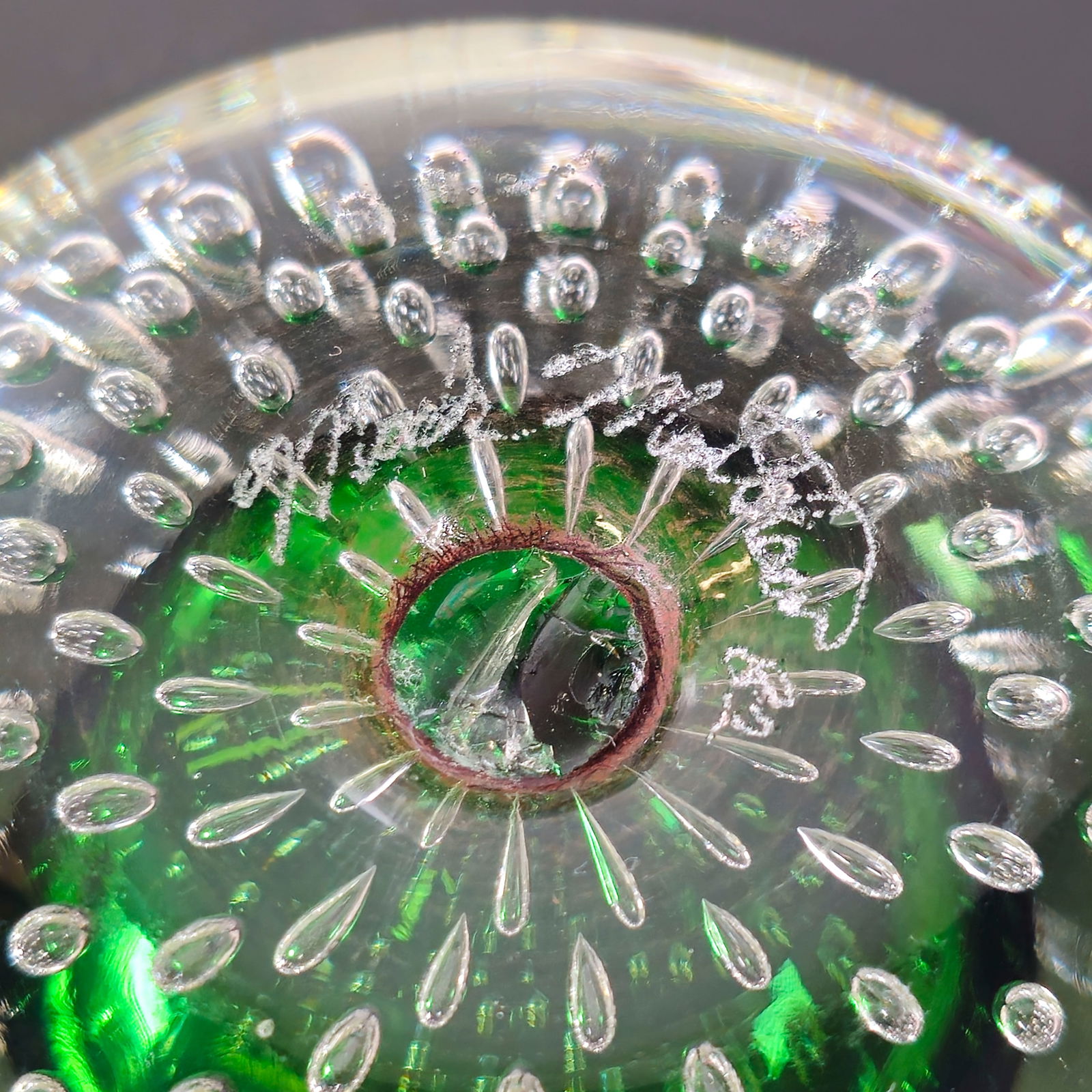Signed Studio Art Glass Controlled-Bubble Paperweight - 8
