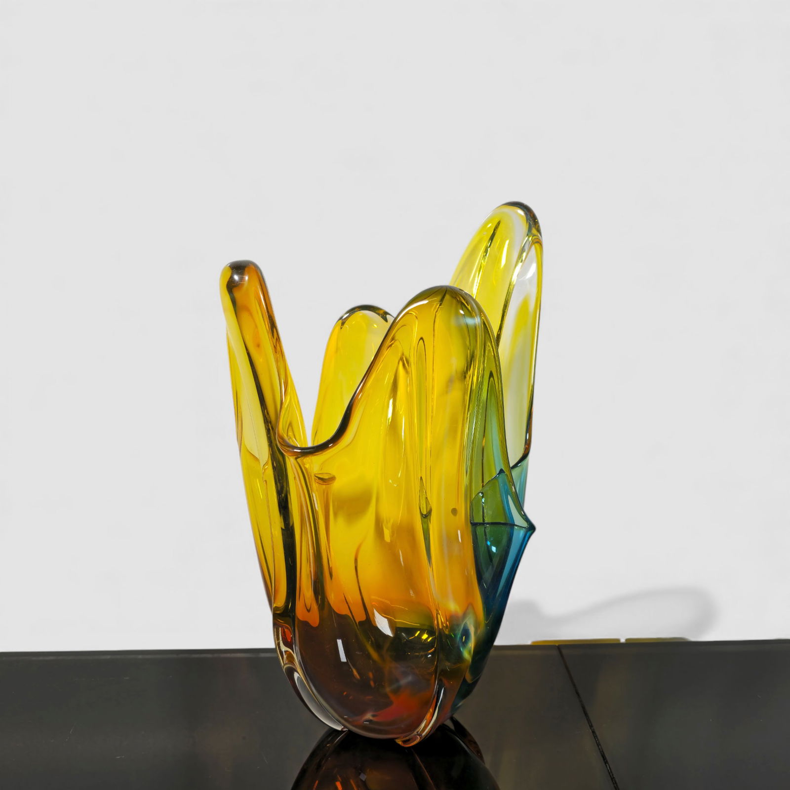 Signed Studio Art Glass Freeform Vase (1 of 8)