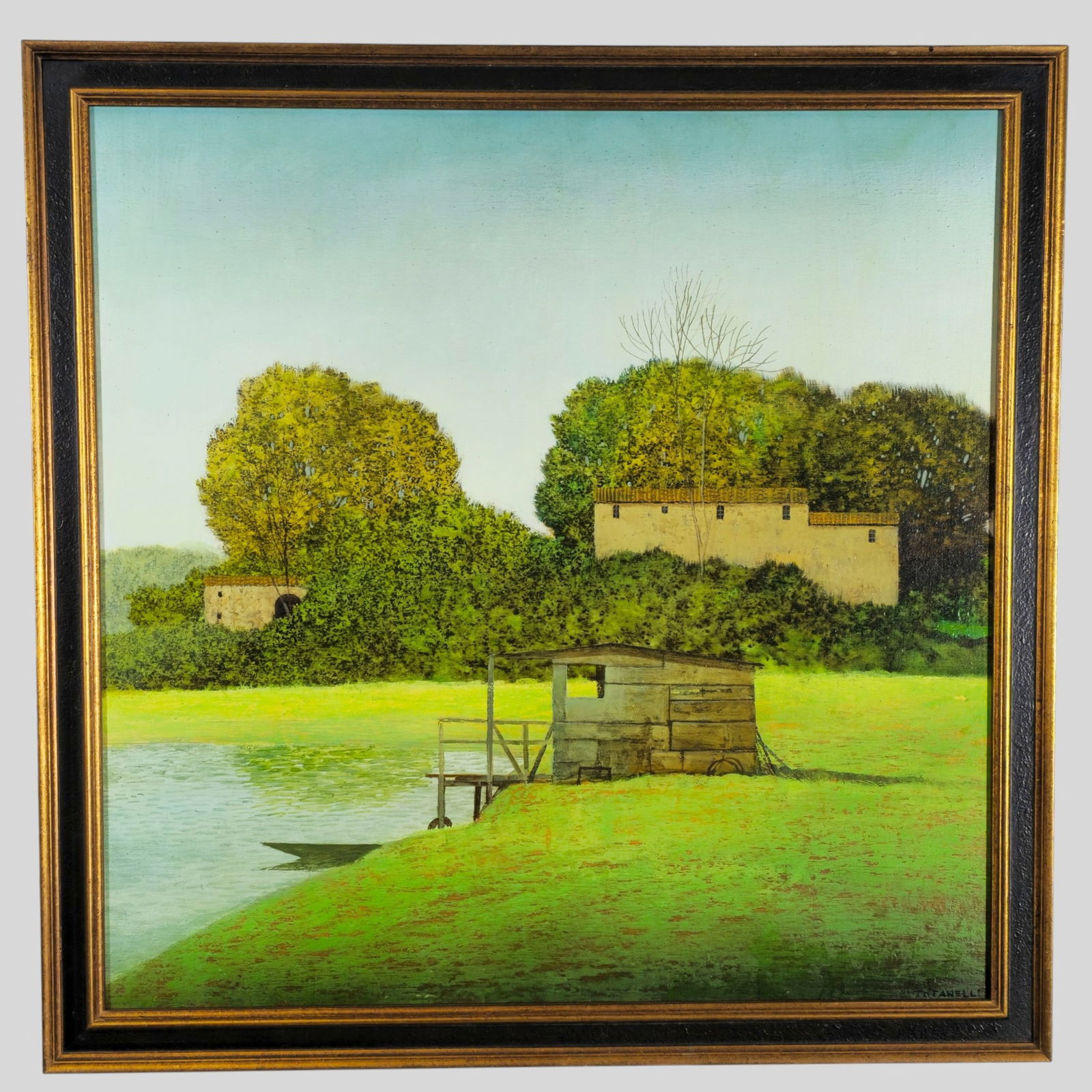 Alessandro Tofanelli Oil: Alessandro Tofanelli Oil (born 1959) (Italy). Oil on board "Beau Cev Pleasure Gordon" signed lower right . Sight - 19 3/4 x 19 3/4 . Frame 23 x 23.