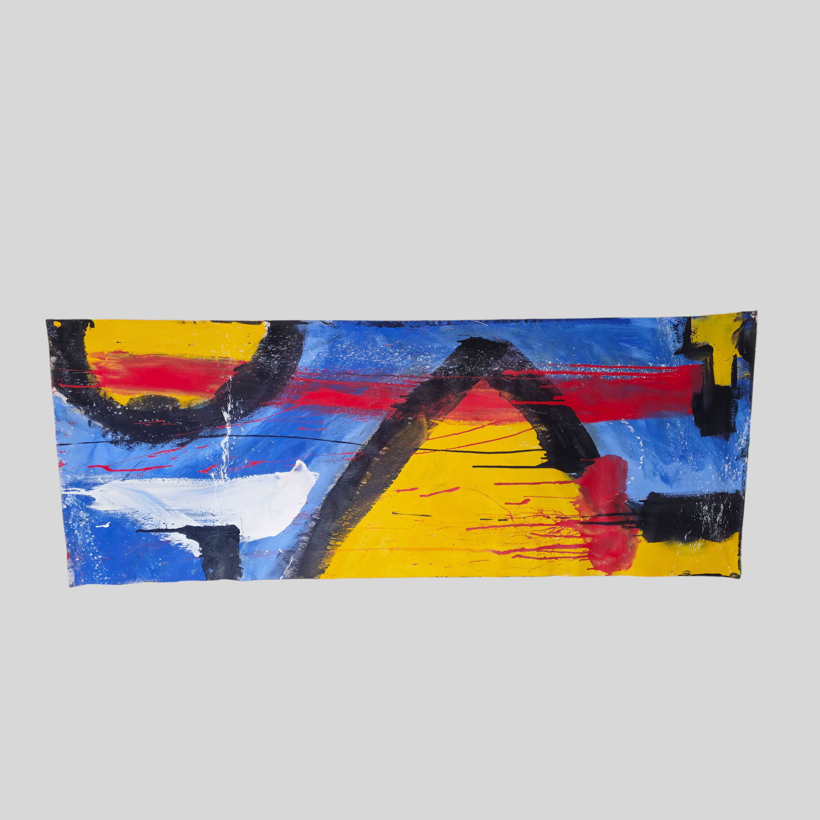 Oil On Canvas, Abstract Composition: Abstract Composition on canvas, untitled. 1960s. Sight 32 1/4 x 81 1/2.