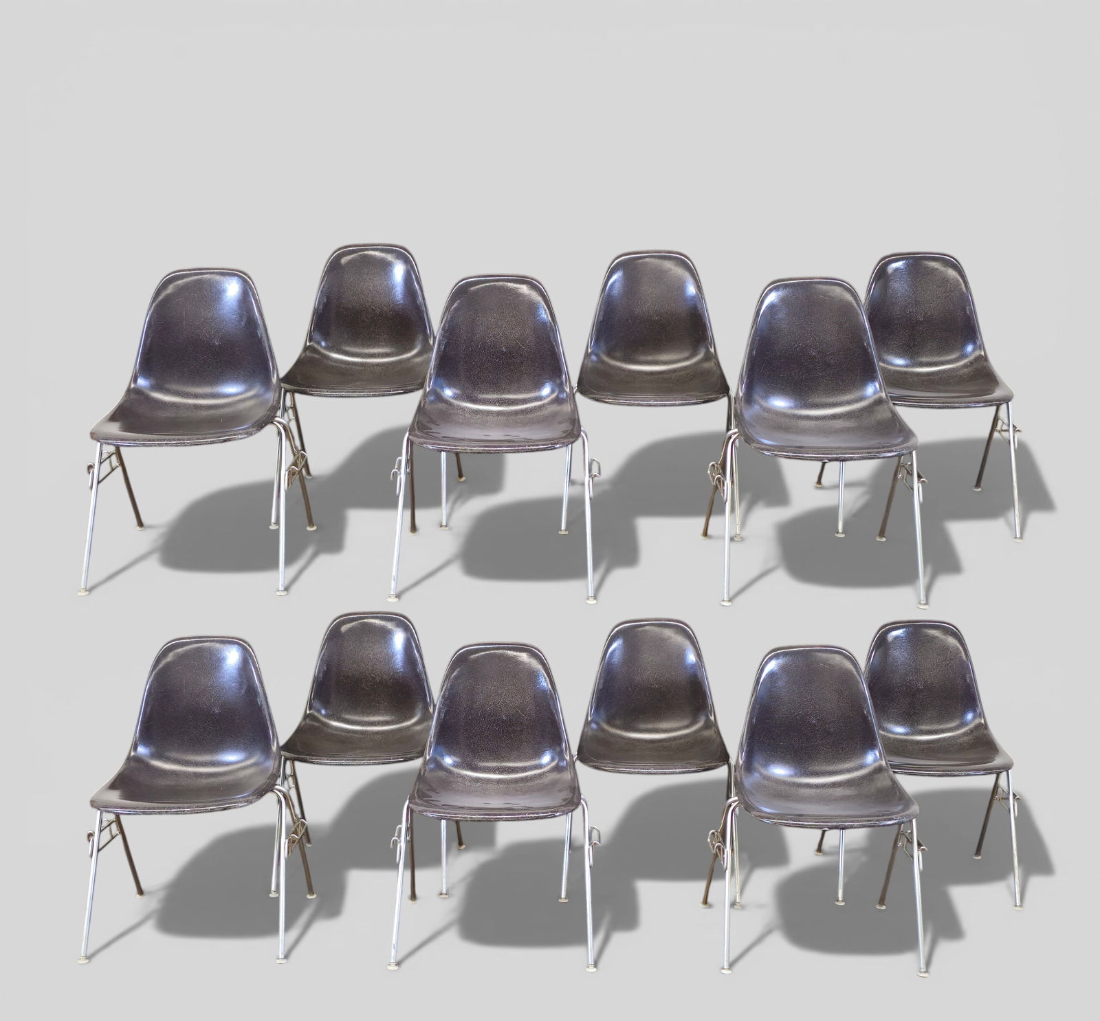 Charles and Ray Eames DSS-1 Stacking Chairs, Set of Twelve (1 of 12)