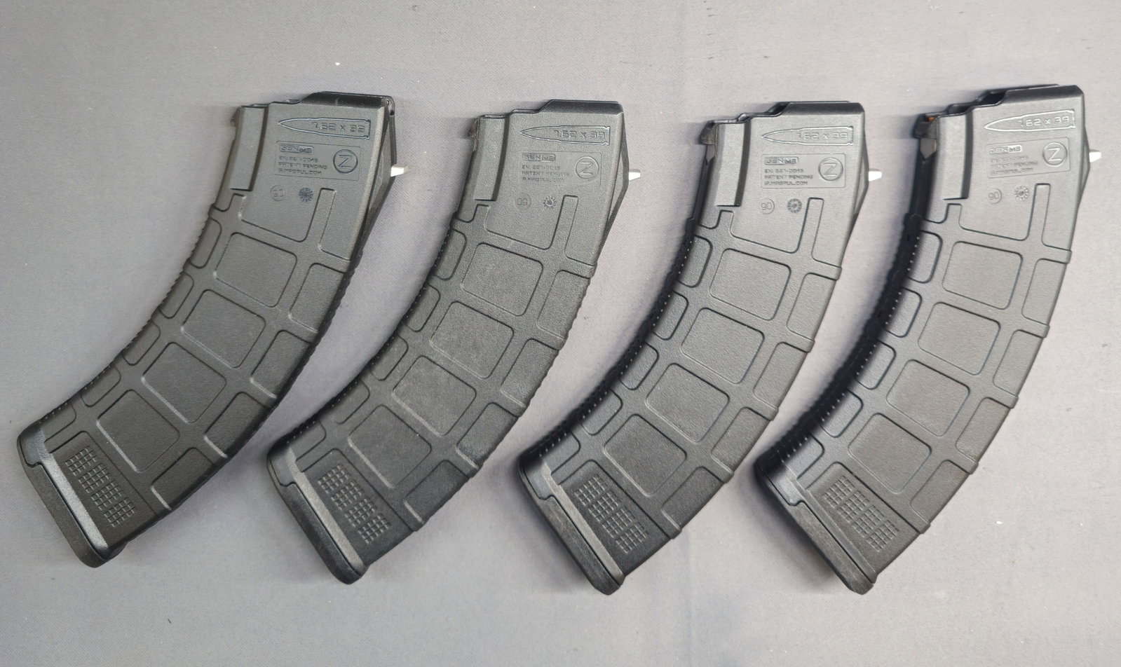 Magpul PMAG G3 30 AK Round 7.62x39 Magazines: Magpul PMAG 30 AK -Round 7.62x39 Magazines. (4) Total magazines. Manufacturer's mark to magazine and Gen M3