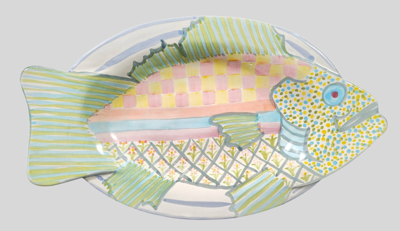 Hand Signed Mackenzie-Childs "Summer Frock" Fish Story Tray, 1991 (1 of 15)