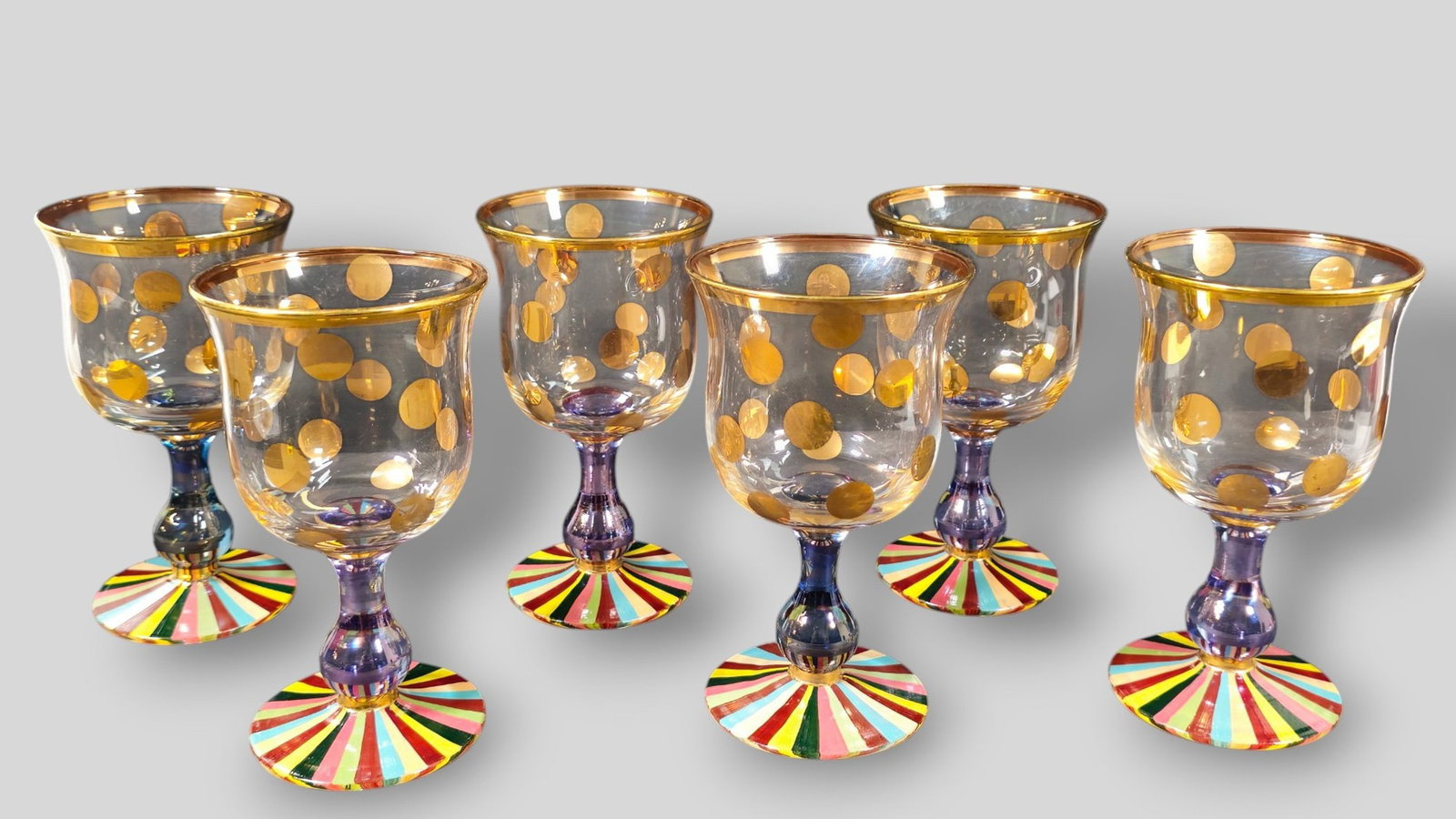 Mackenzie-Childs "Foxtrot" Water Goblets (1 of 6)
