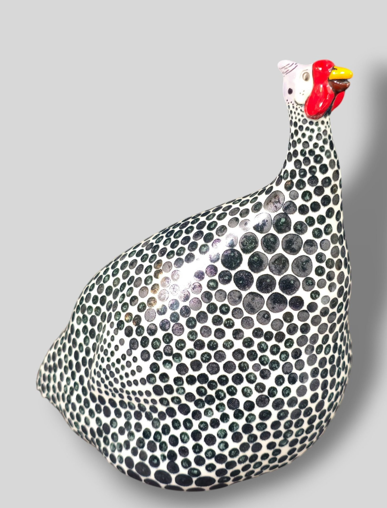 Ceramiques De Lussan Porcelain Guinea Fowl: Ceramiques De Lussan Porcelain Guinea Fowl . France, 1984. Signed GS and Animal & Co. 1984 to underside. 7w x 6d x 8 1/2h.
