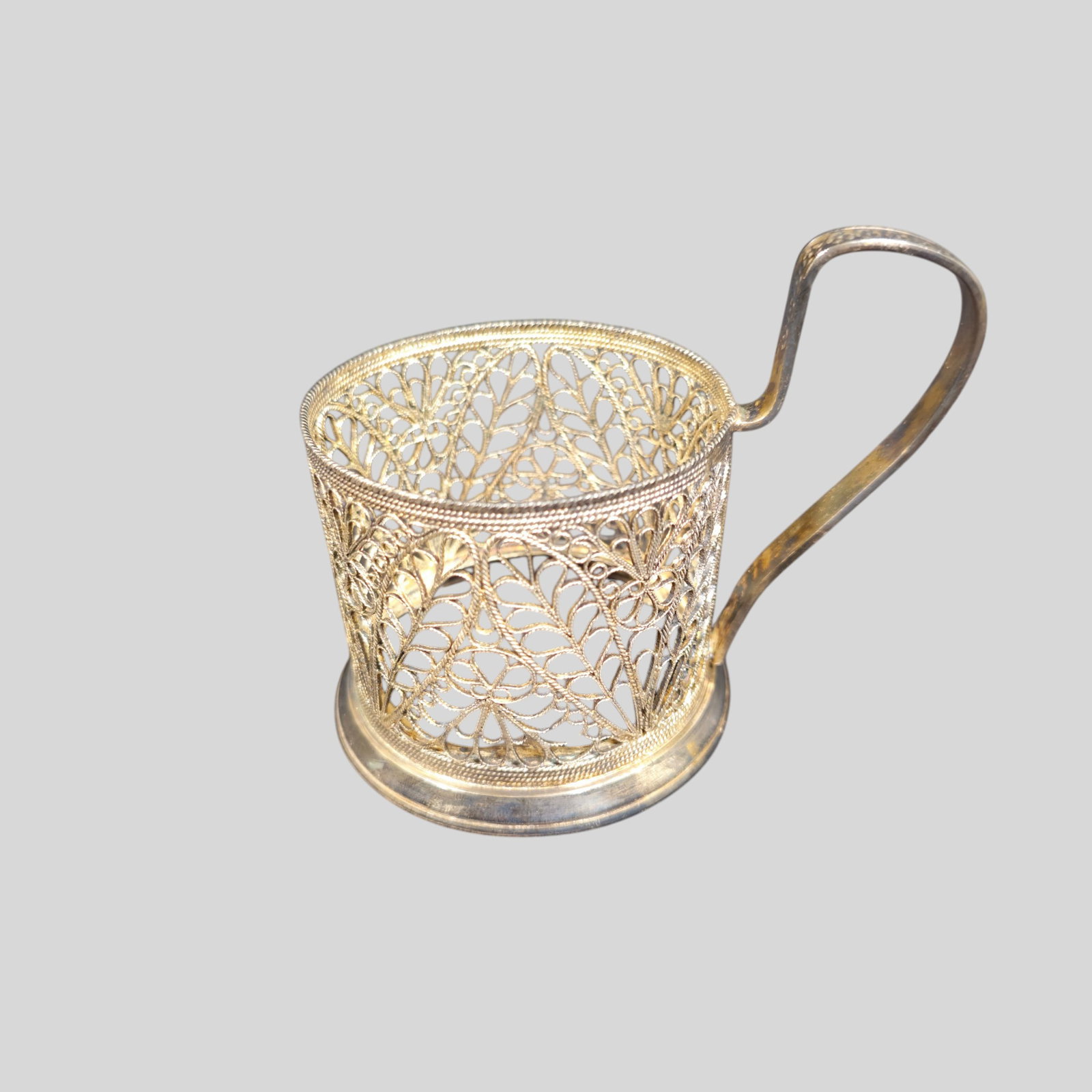Russian Silver Filagree Mug Holders - 2