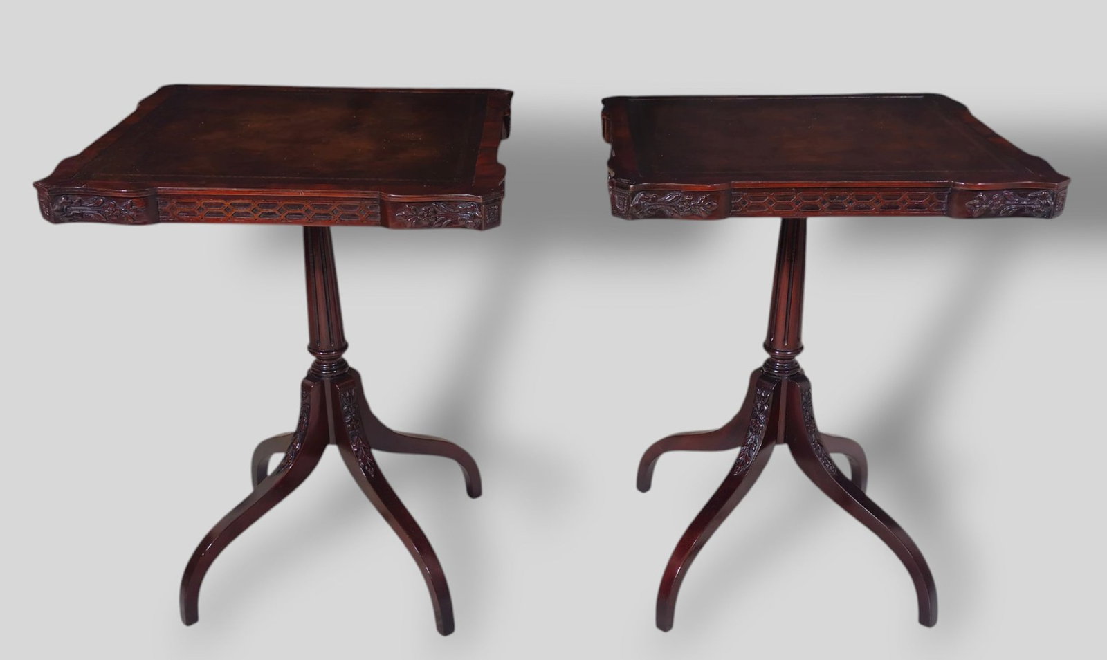 Regency Style Mahogany Leather Top Lamp/ Occasional Tables (1 of 11)