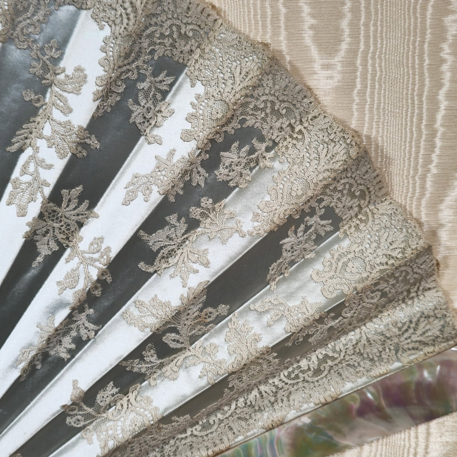 MOP Hand Painted Framed Silk Fan - 6
