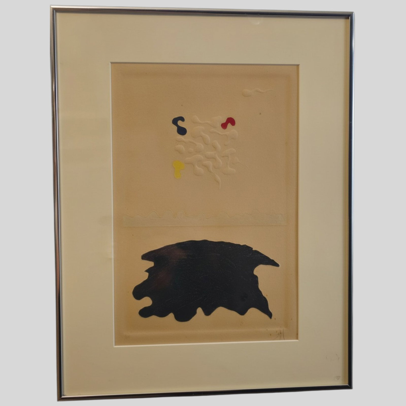 Adolph Gottlieb Lithograph: Adolph Gottlieb Attribution(1903-1974, NY ) Embossed Lithograph on paper. Signed lower right and numbered 7/10 lower left.