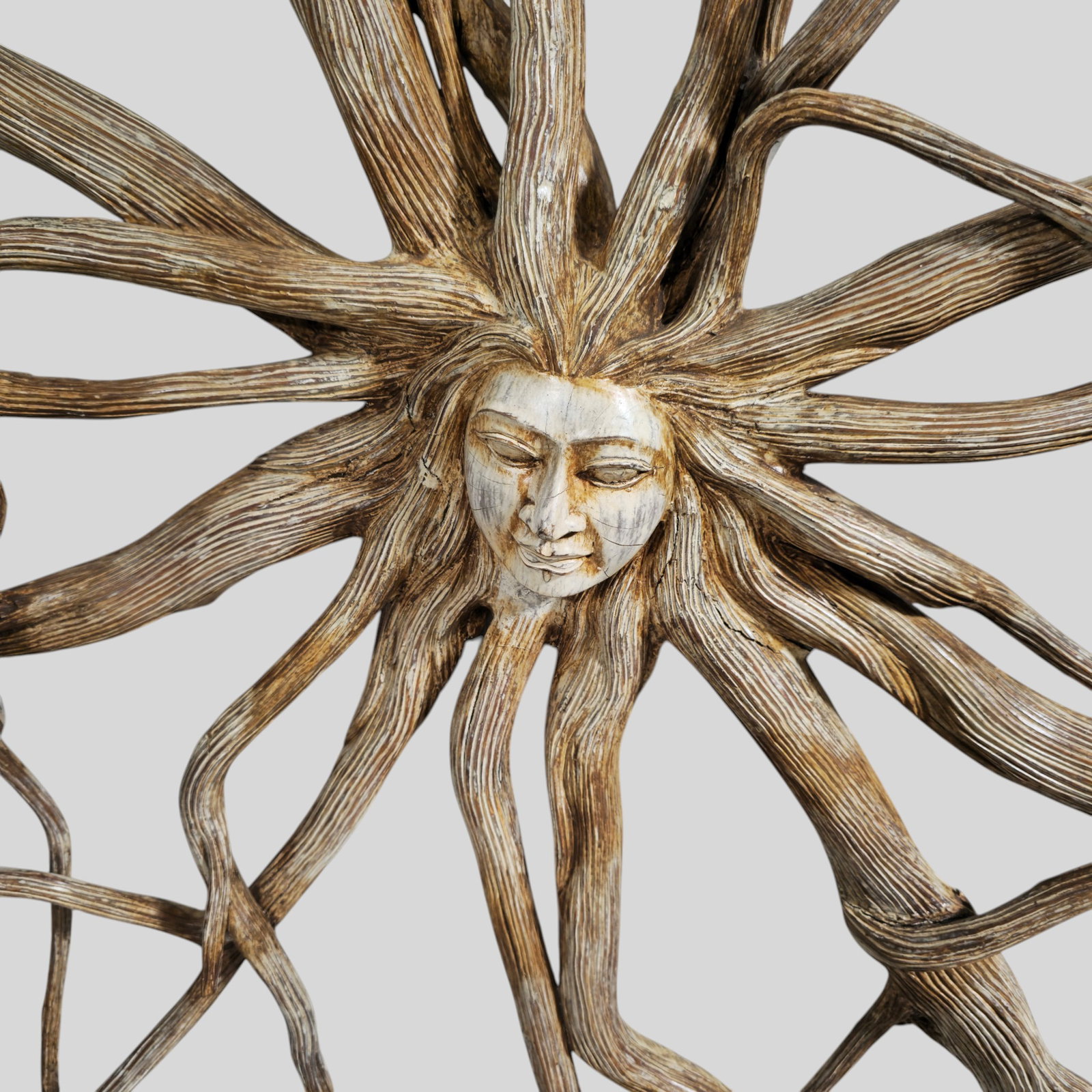 Carved Sun Goddess Tree Root Sculpture - 2