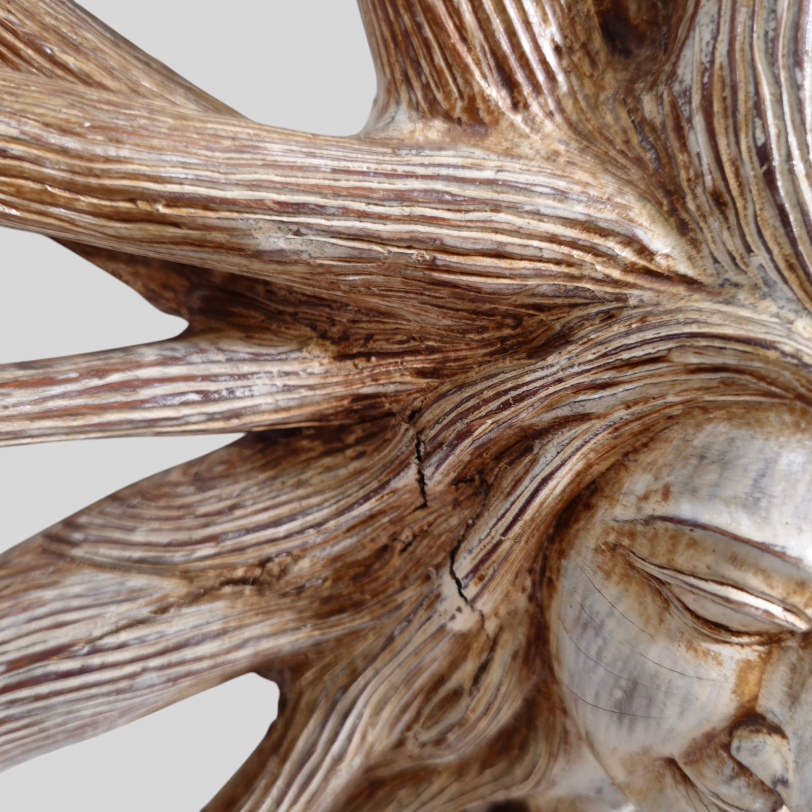 Carved Sun Goddess Tree Root Sculpture - 9