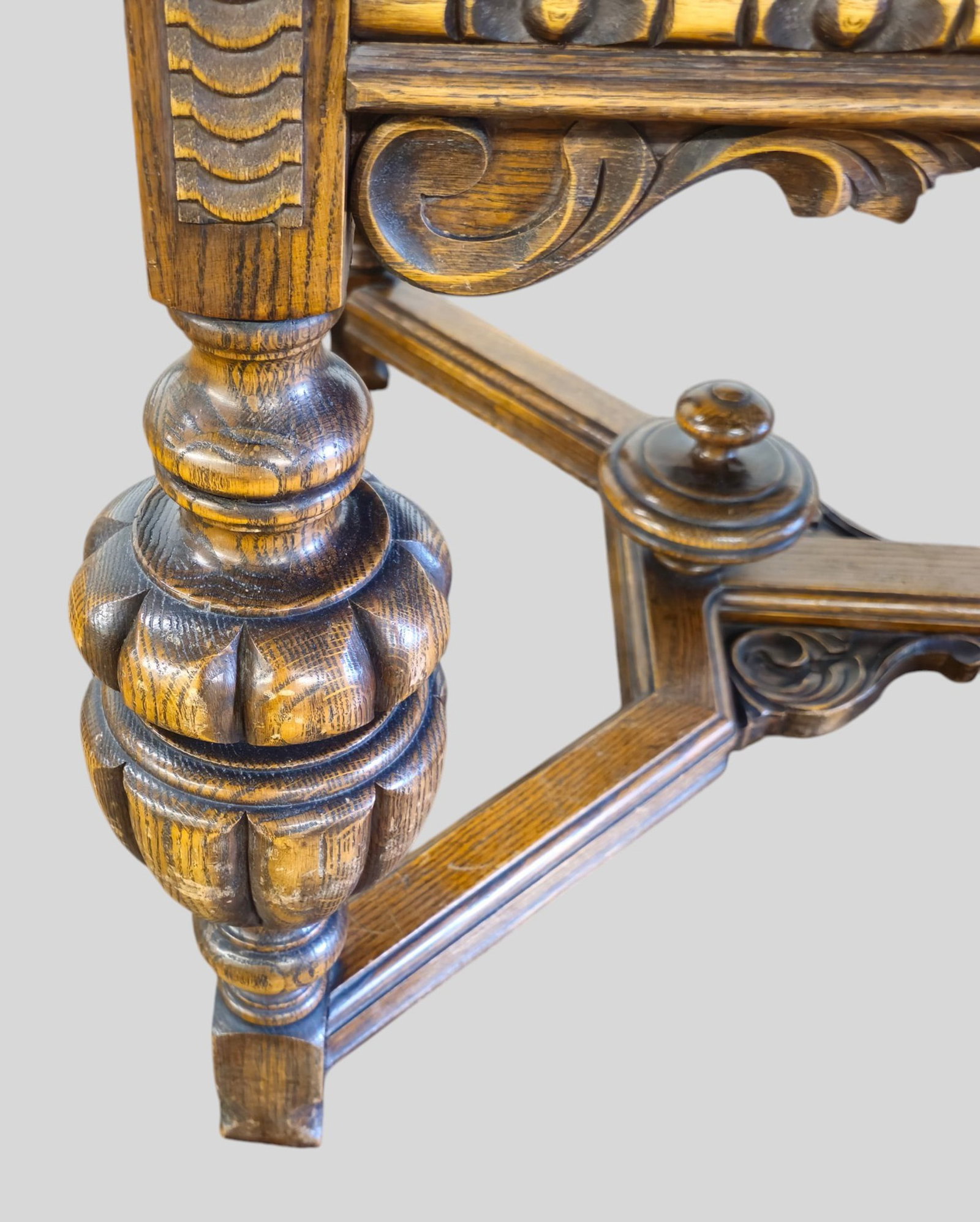 Carved Oak Dining Table - 3