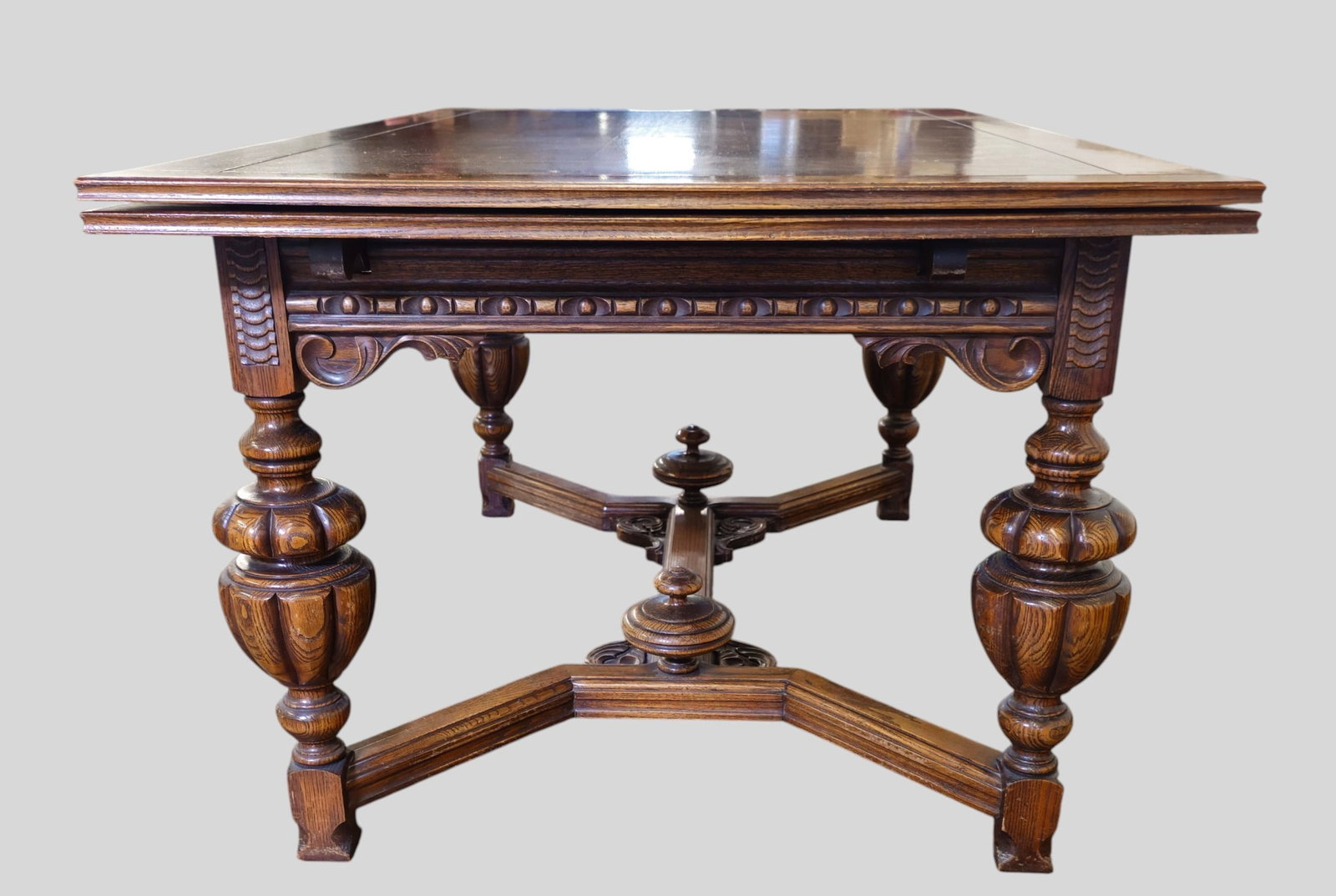 Carved Oak Dining Table - 6