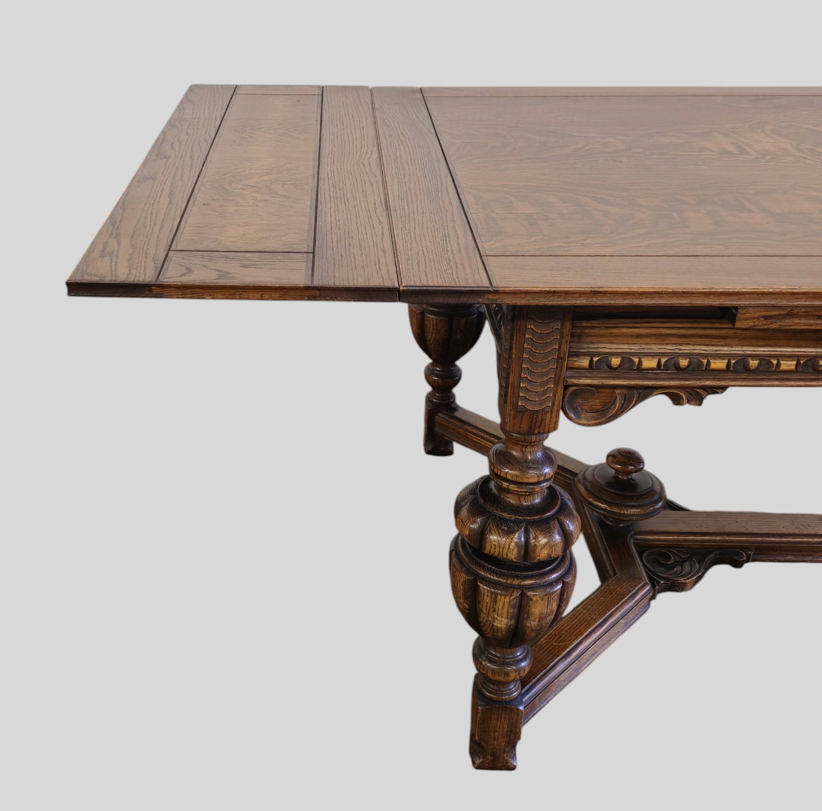 Carved Oak Dining Table - 8