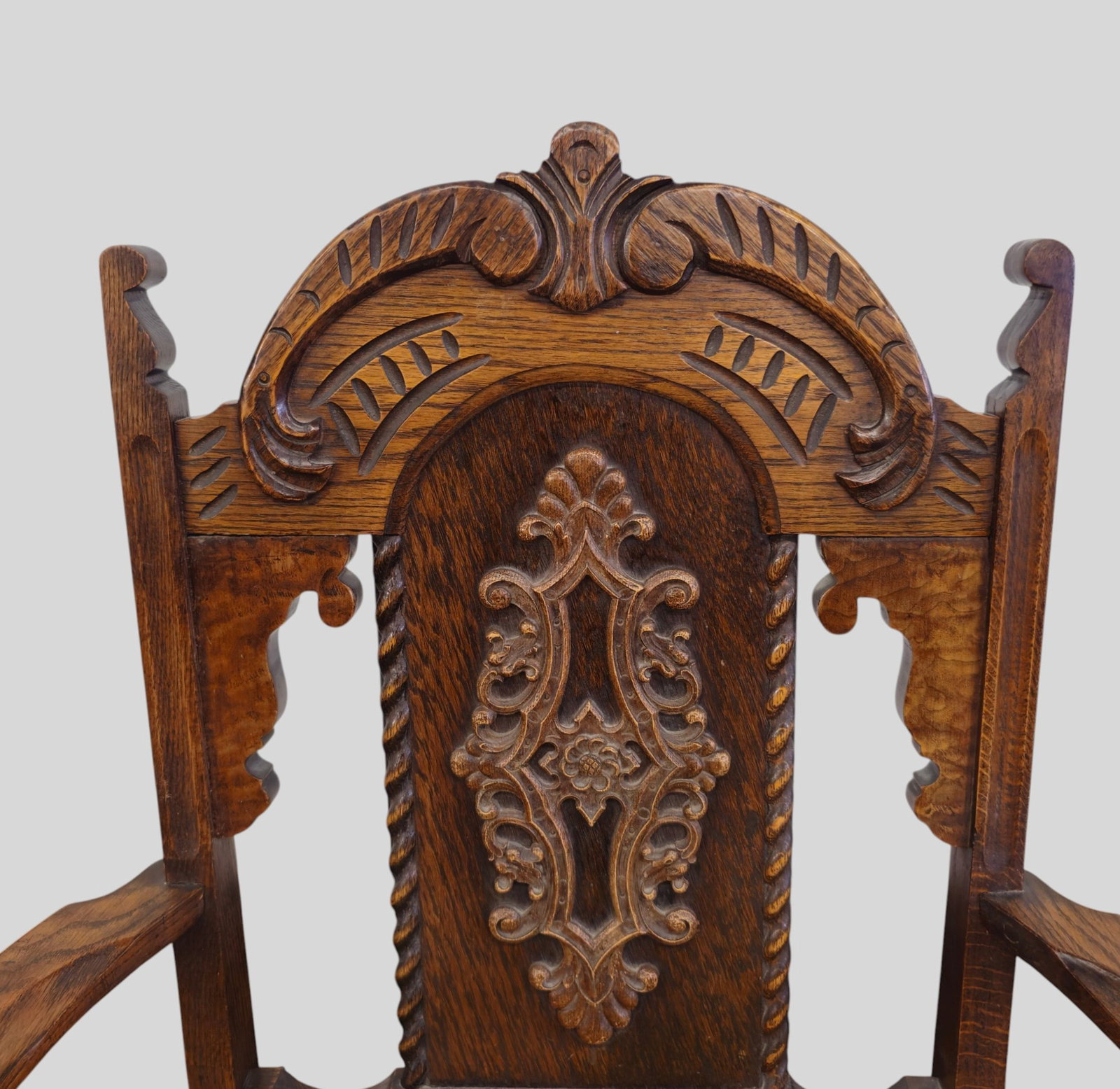 Carved Oak Dining Chairs - 4