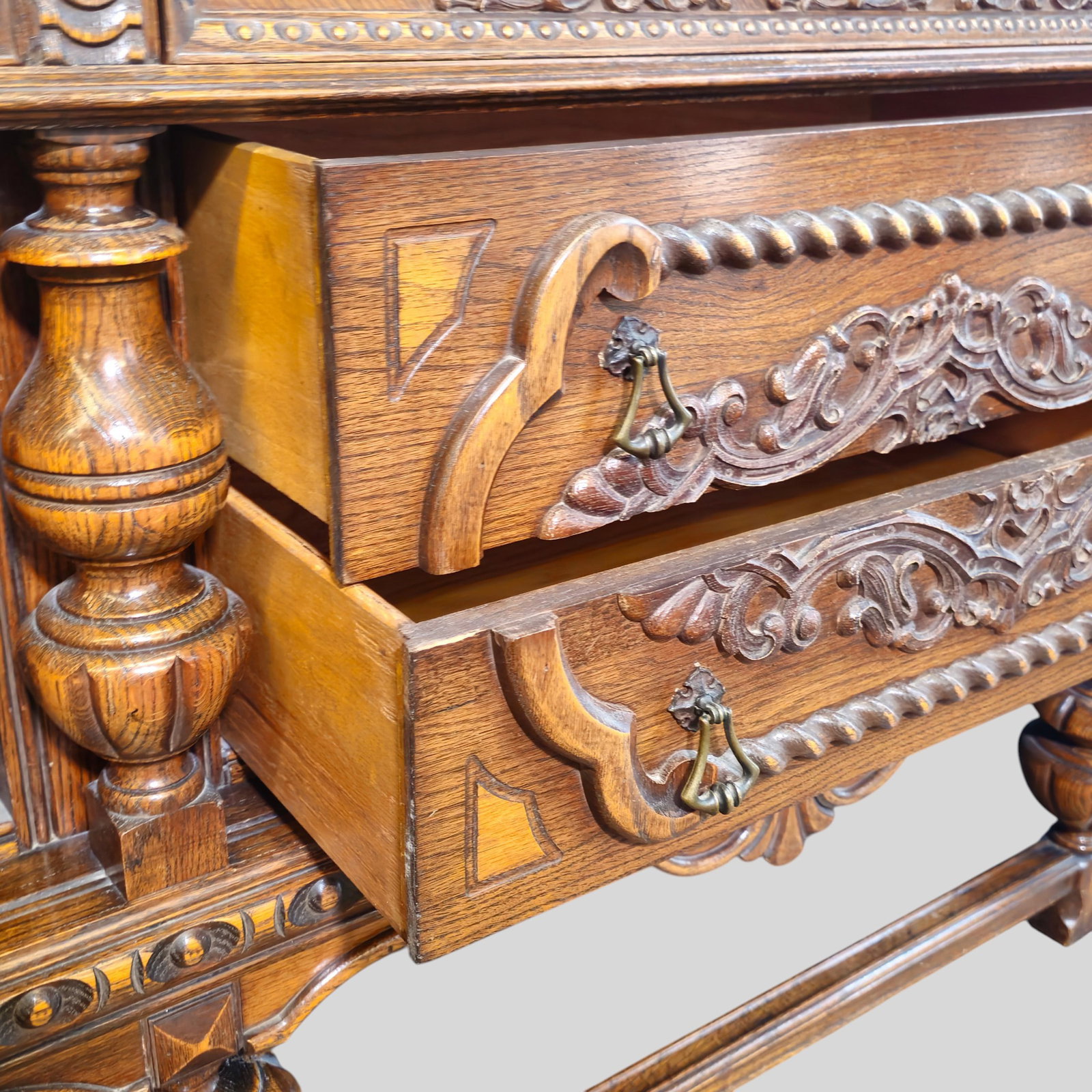 Carved Oak Sideboard / Cabinet - 12