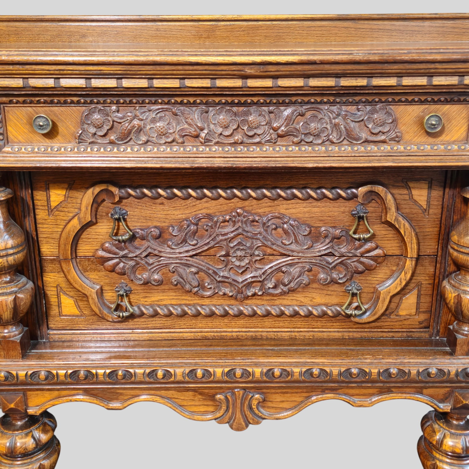 Carved Oak Sideboard / Cabinet - 2
