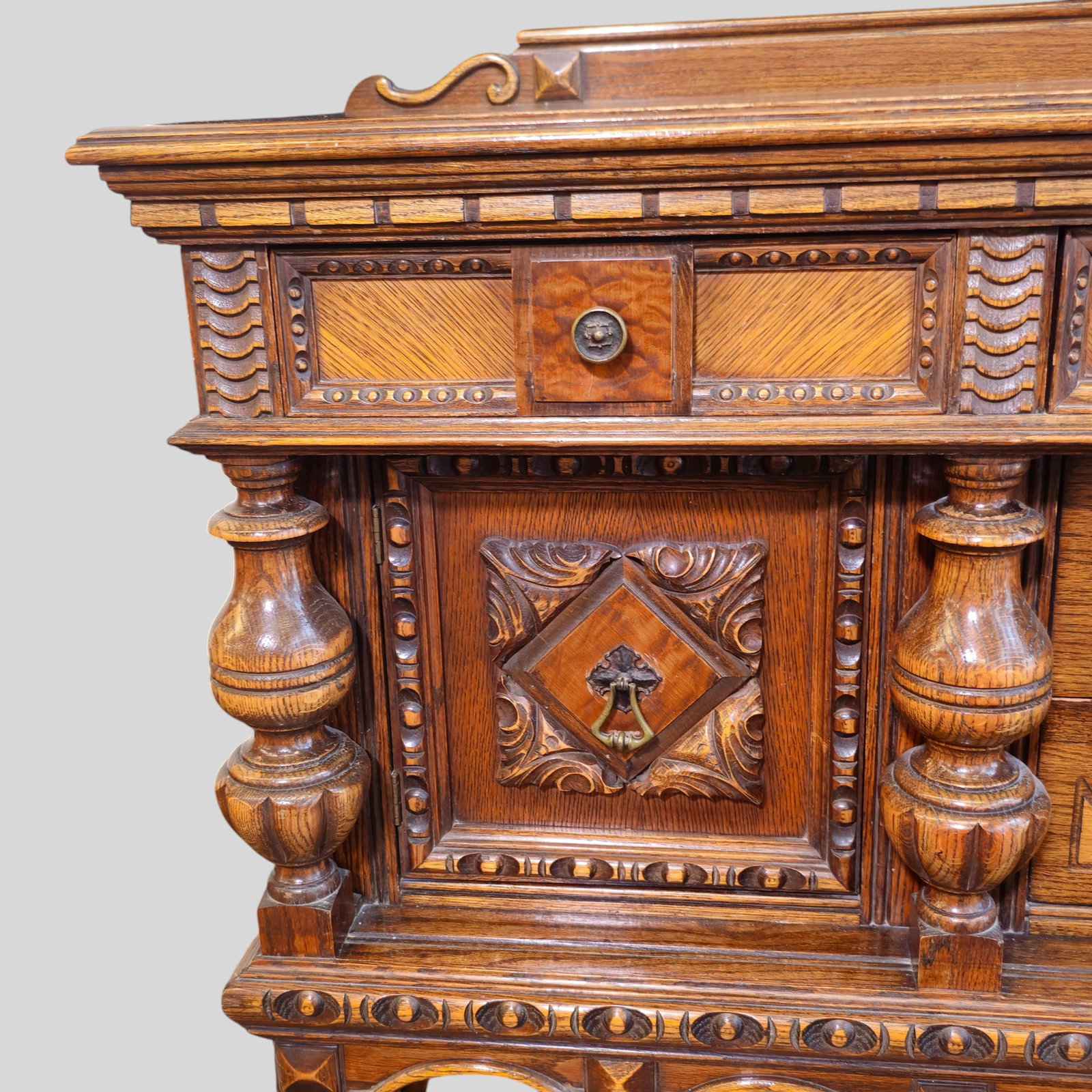 Carved Oak Sideboard / Cabinet - 3