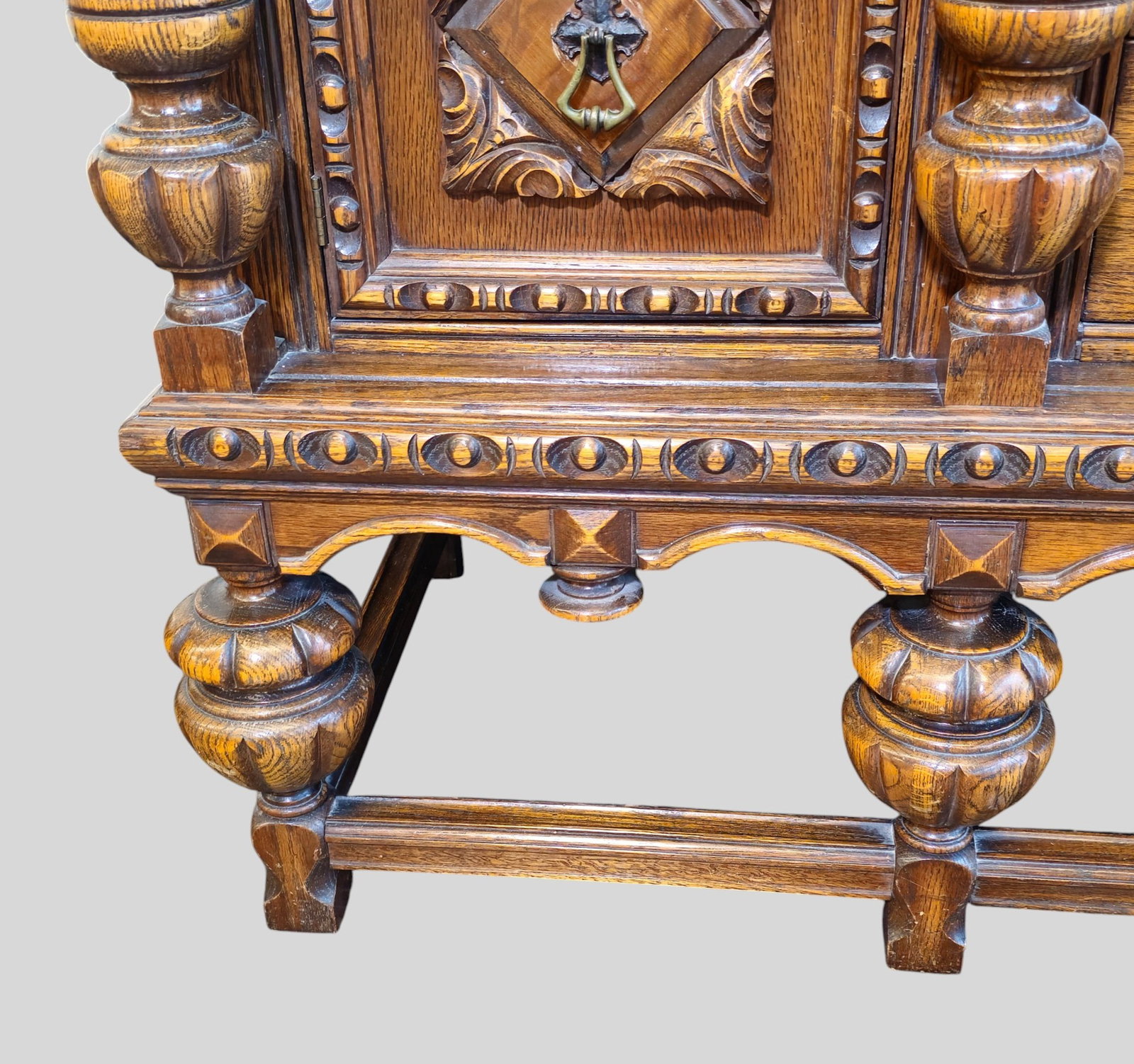 Carved Oak Sideboard / Cabinet - 4