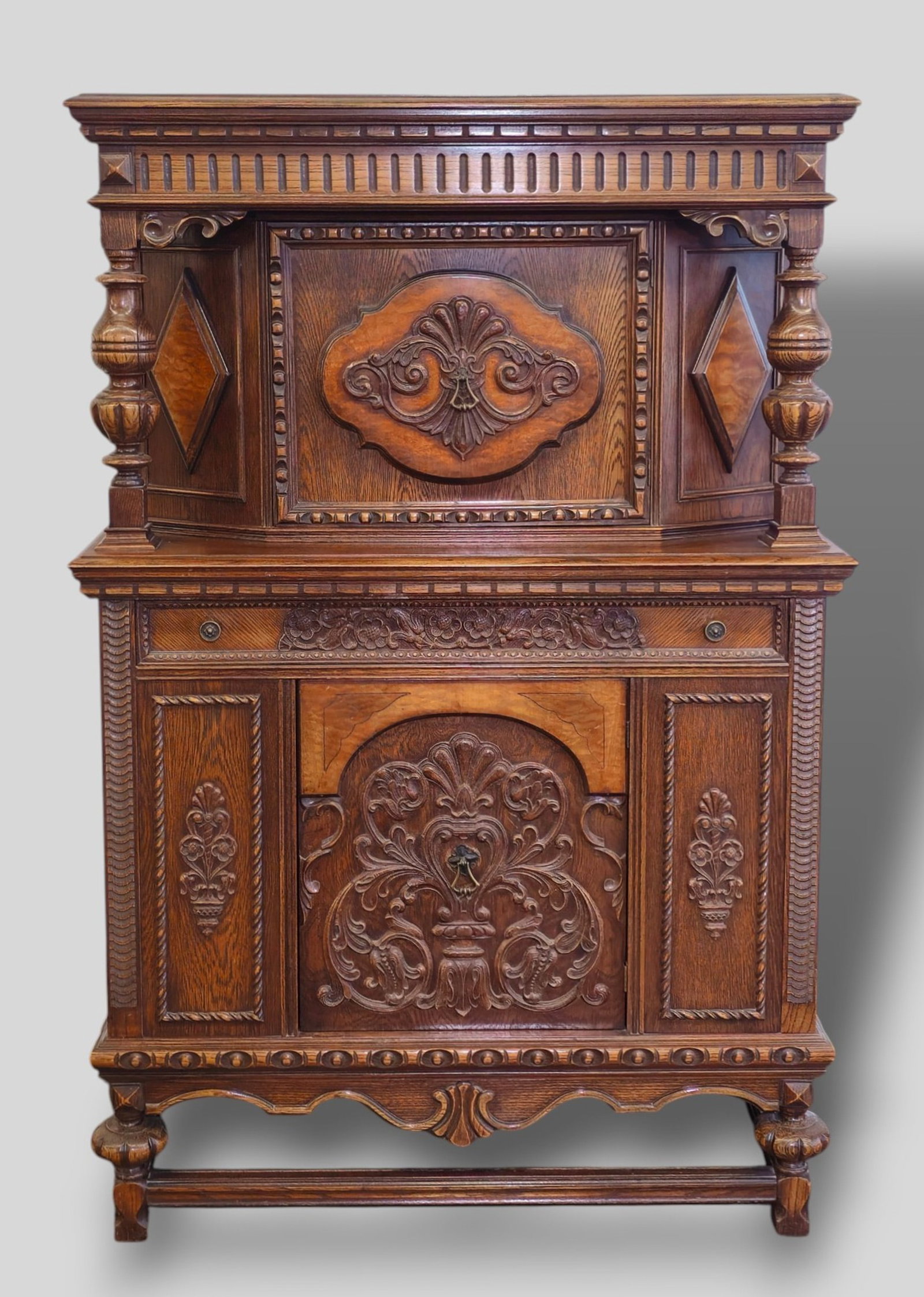 Carved Oak China Cabinet (1 of 14)