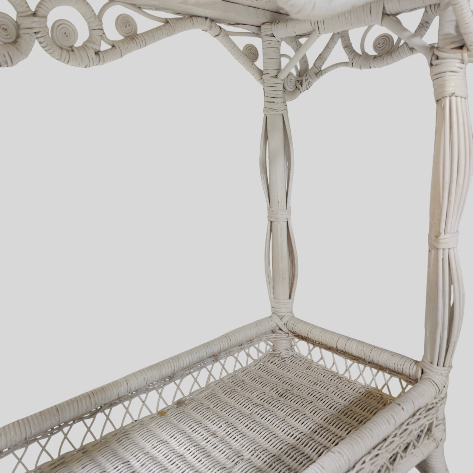 White Wicker Console / Sofa Table - 10