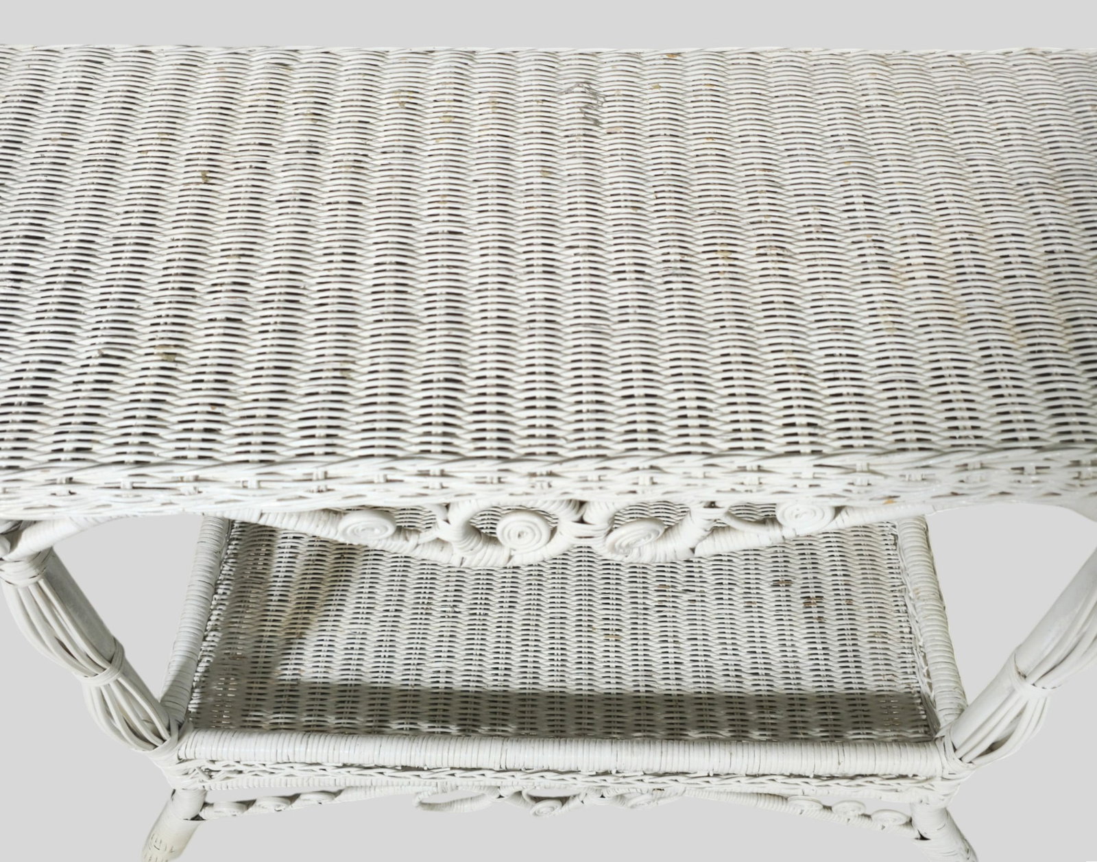 White Wicker Console / Sofa Table - 2