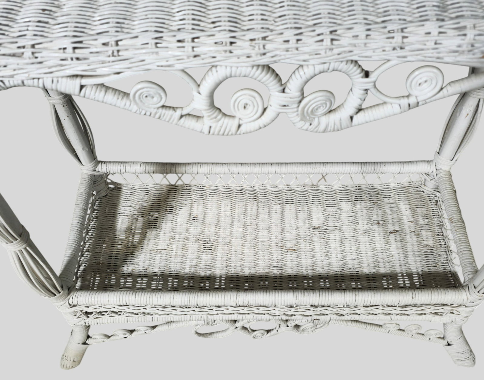 White Wicker Console / Sofa Table - 3