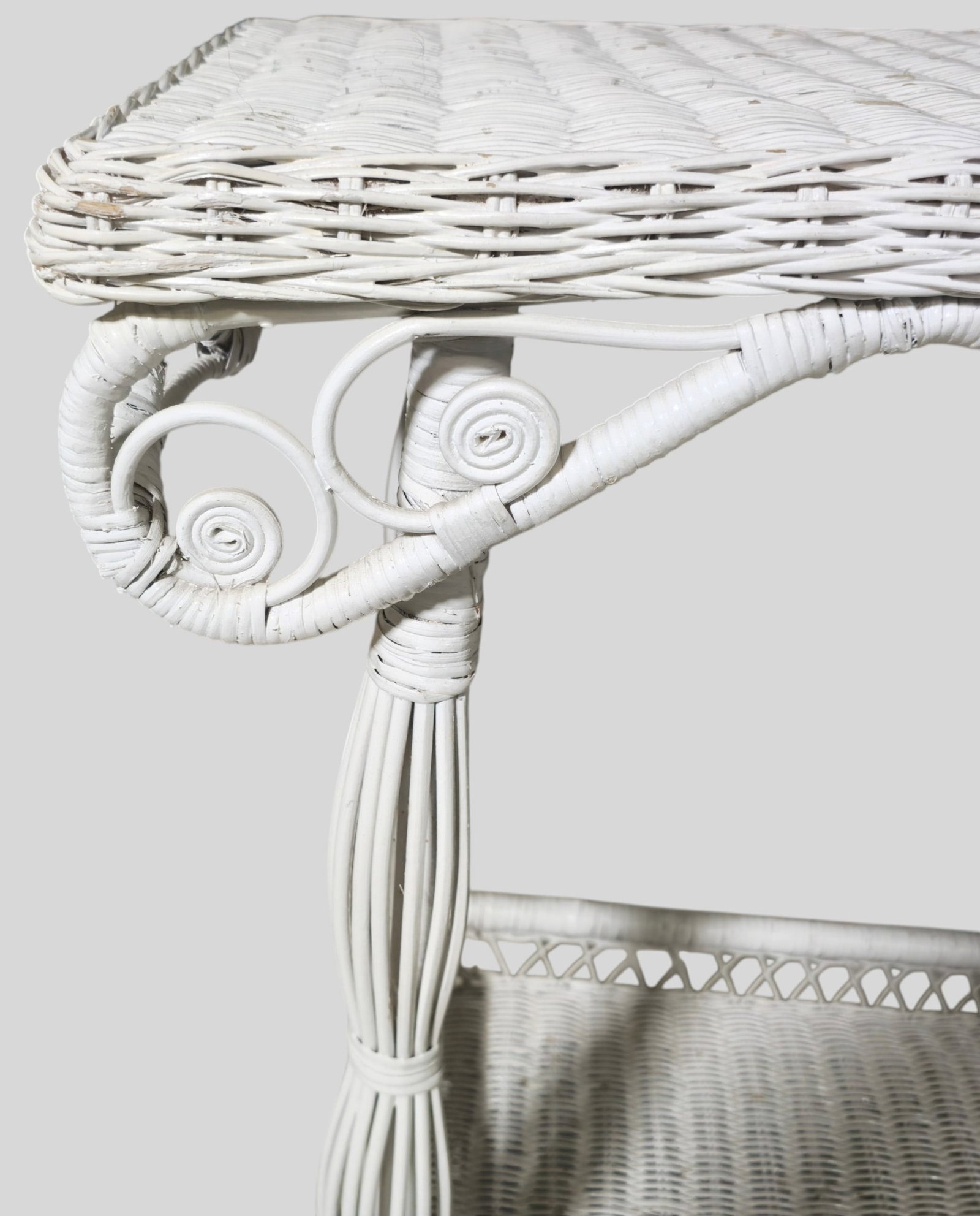 White Wicker Console / Sofa Table - 4