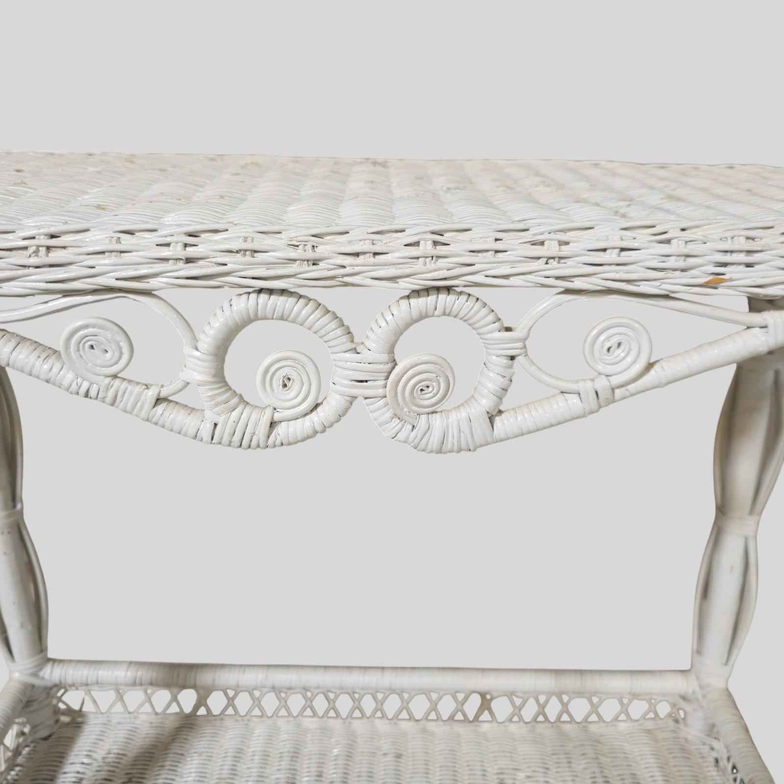 White Wicker Console / Sofa Table - 5