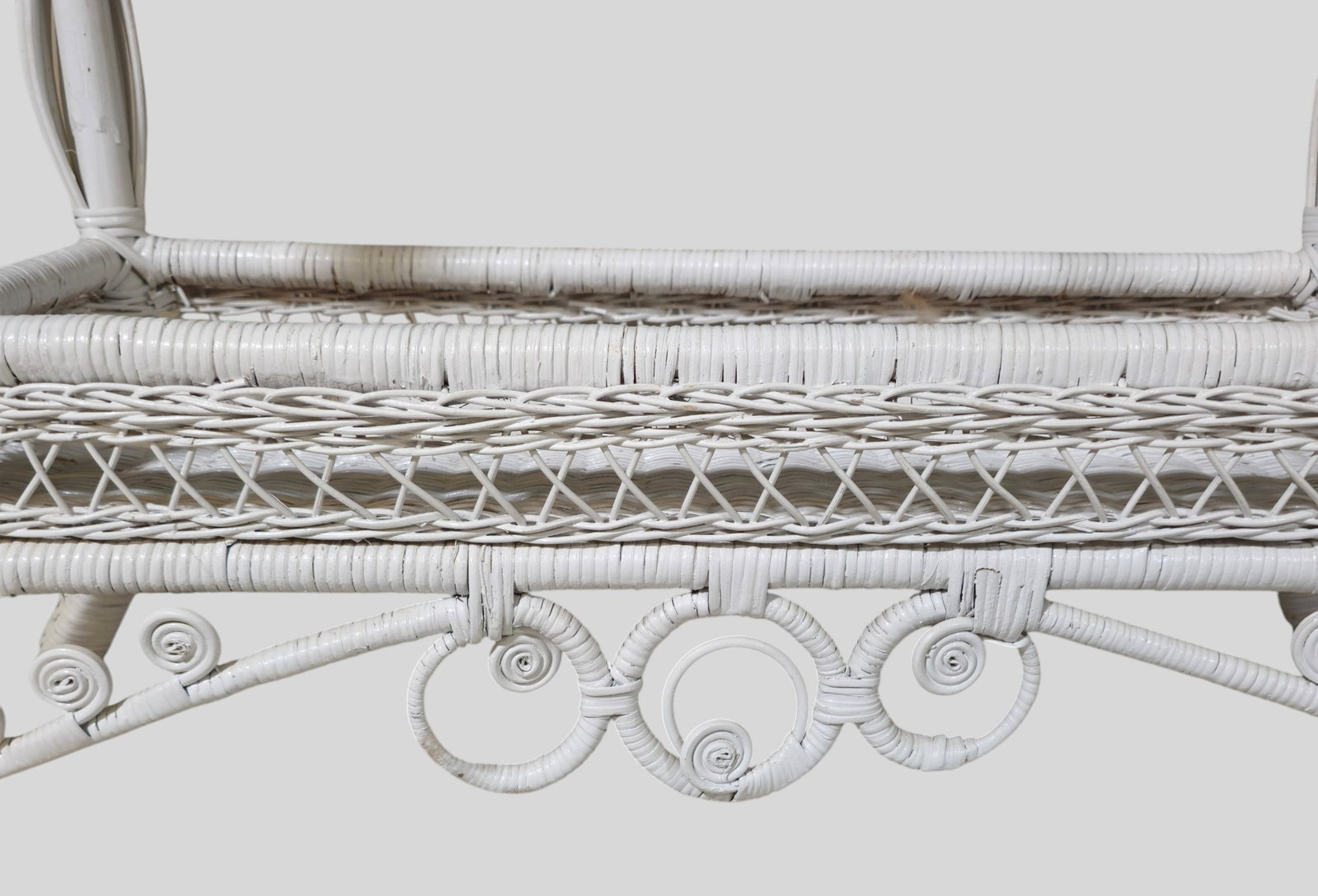 White Wicker Console / Sofa Table - 6