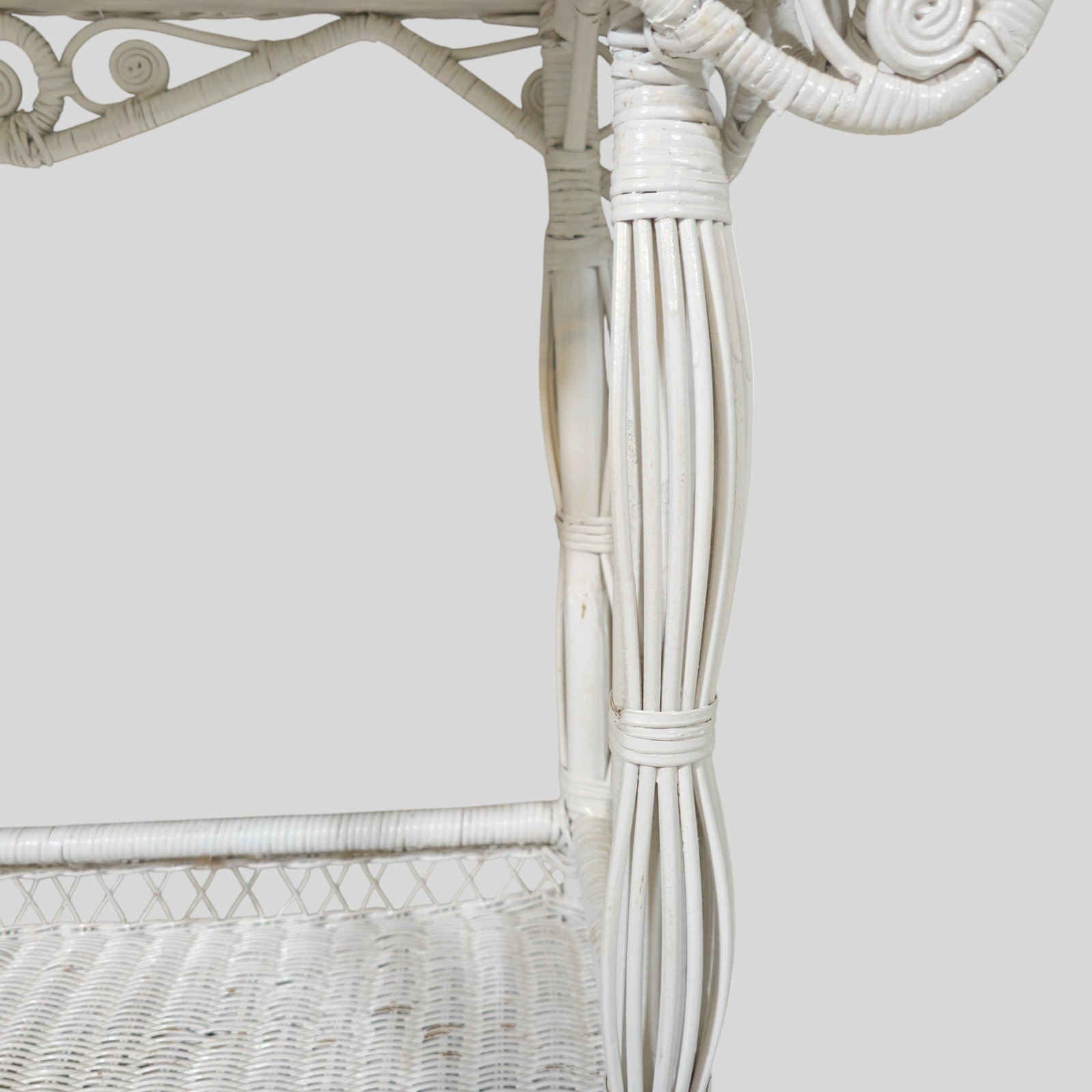 White Wicker Console / Sofa Table - 7