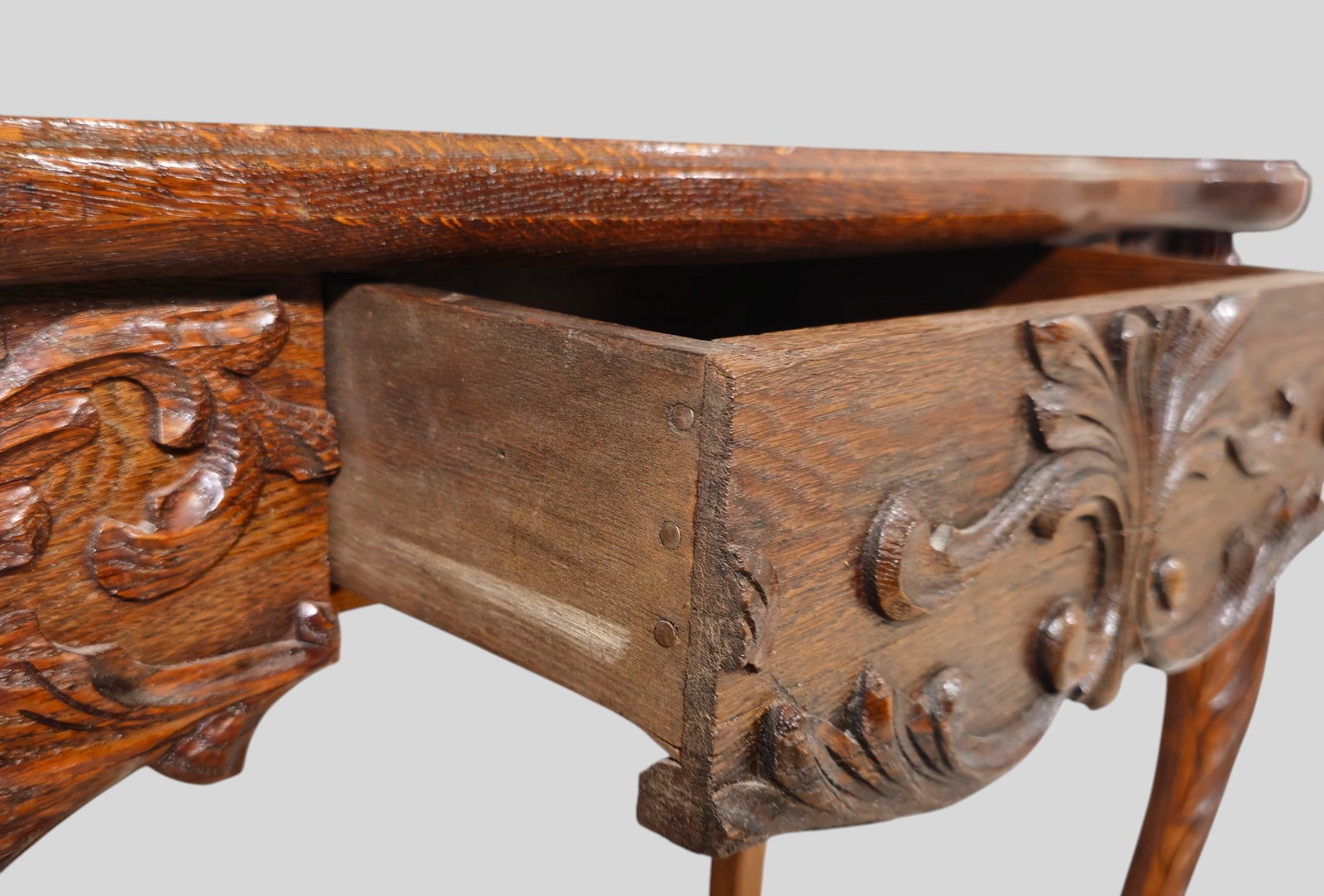 Carved Oak Hall Table - 8