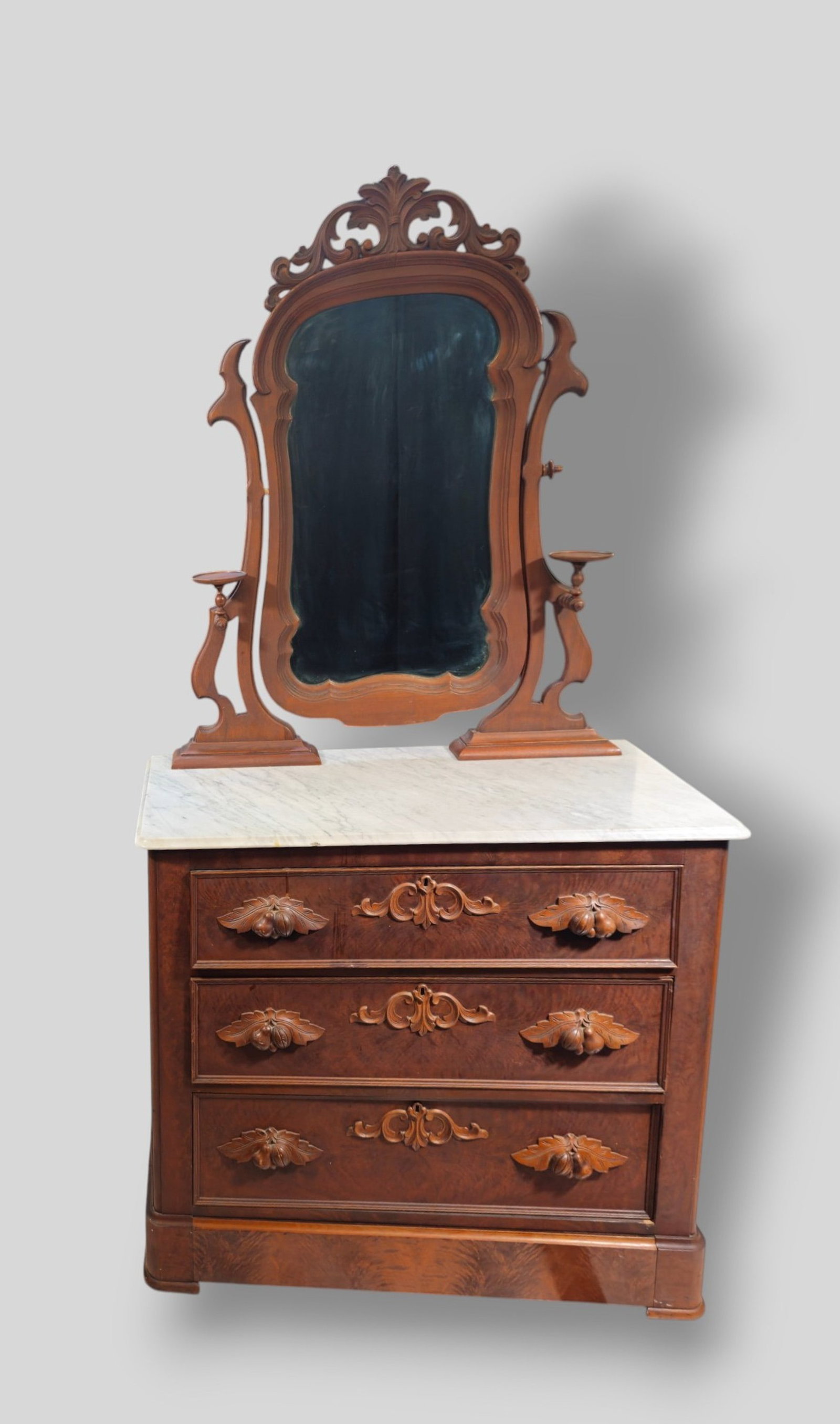 Victorian Marble Top and Walnut Dresser (1 of 17)