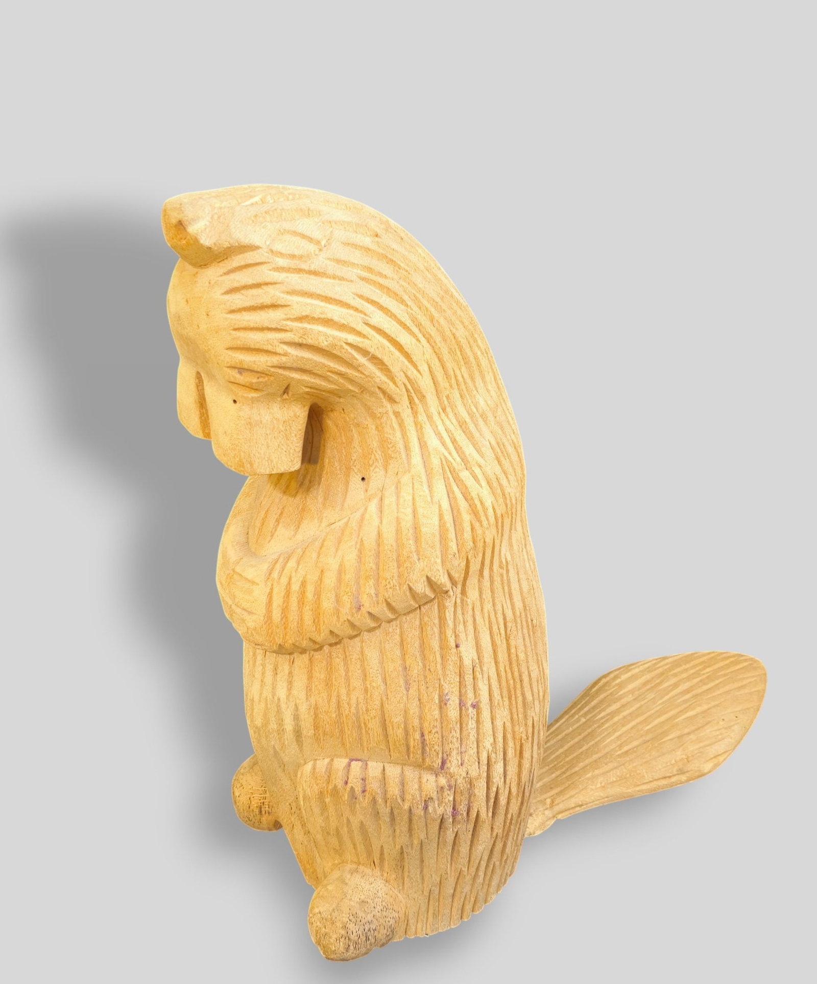 Folk Art Hand Carved Beaver Sculpture: Folk Art Hand Carved Beaver Sculpture. 20th Century. 8 1/2w x 18 1/2d x 20h.