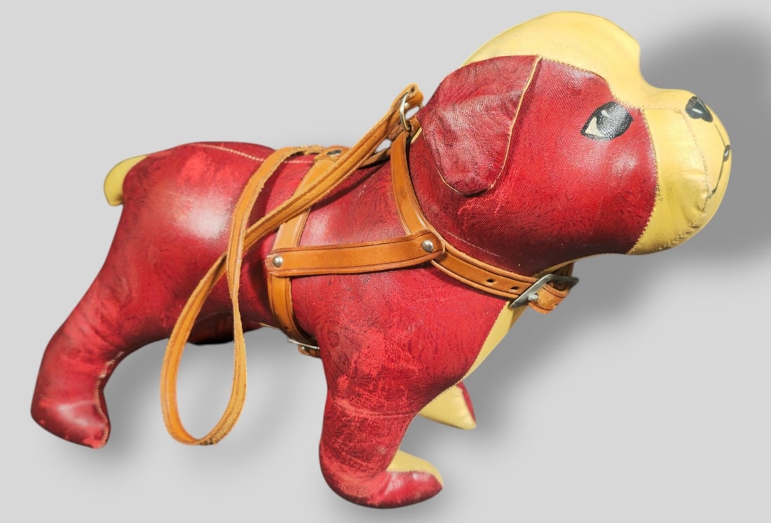 1940s Hand Stitch Leather Bulldog Toy (1 of 7)