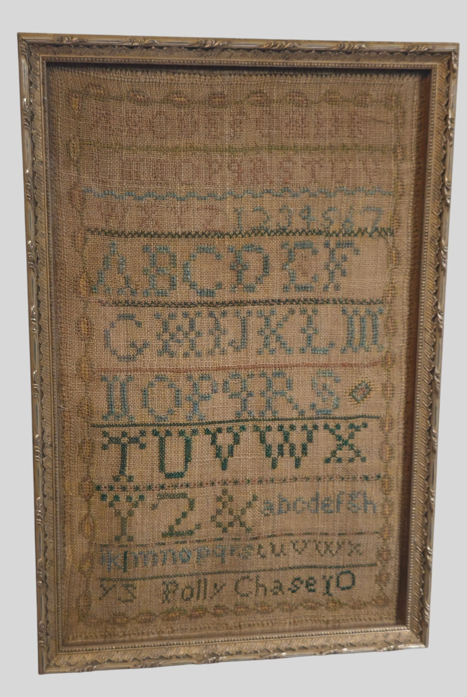 Needlepoint Sampler by Polly Chase Dated 1910 (1 of 7)
