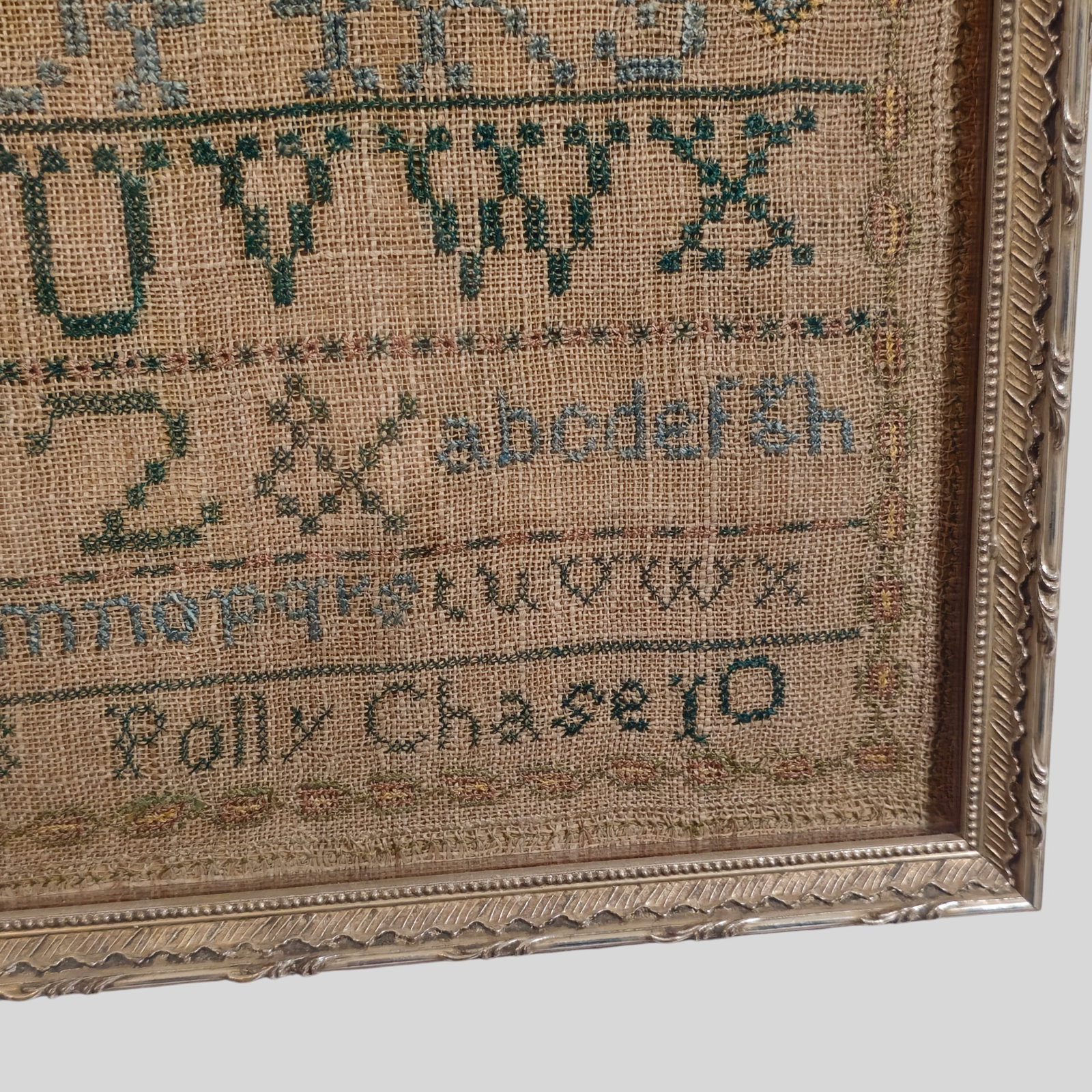Needlepoint Sampler by Polly Chase Dated 1910 - 5