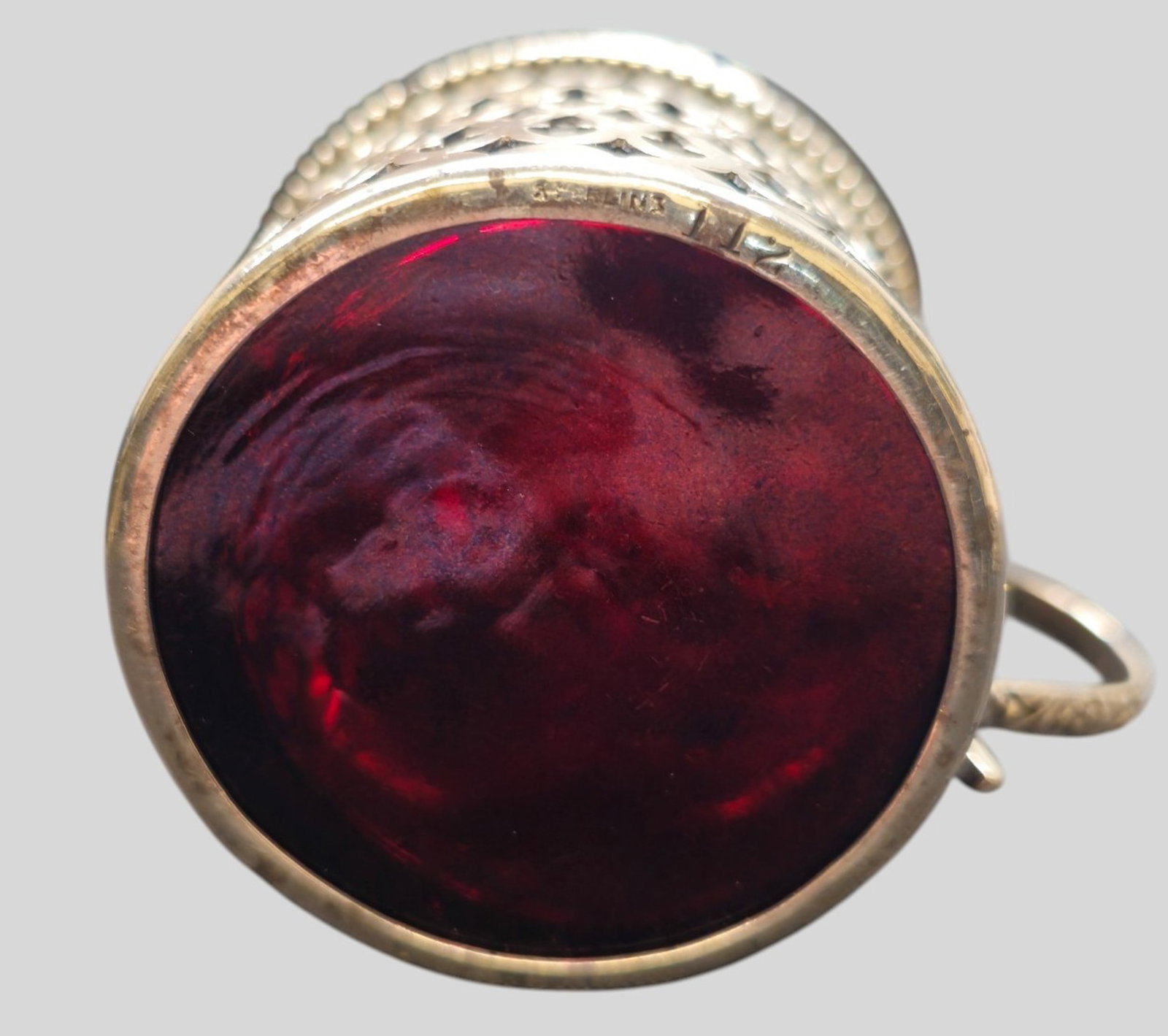 Sterling Silver and Ruby Red Glass Mustard - 6