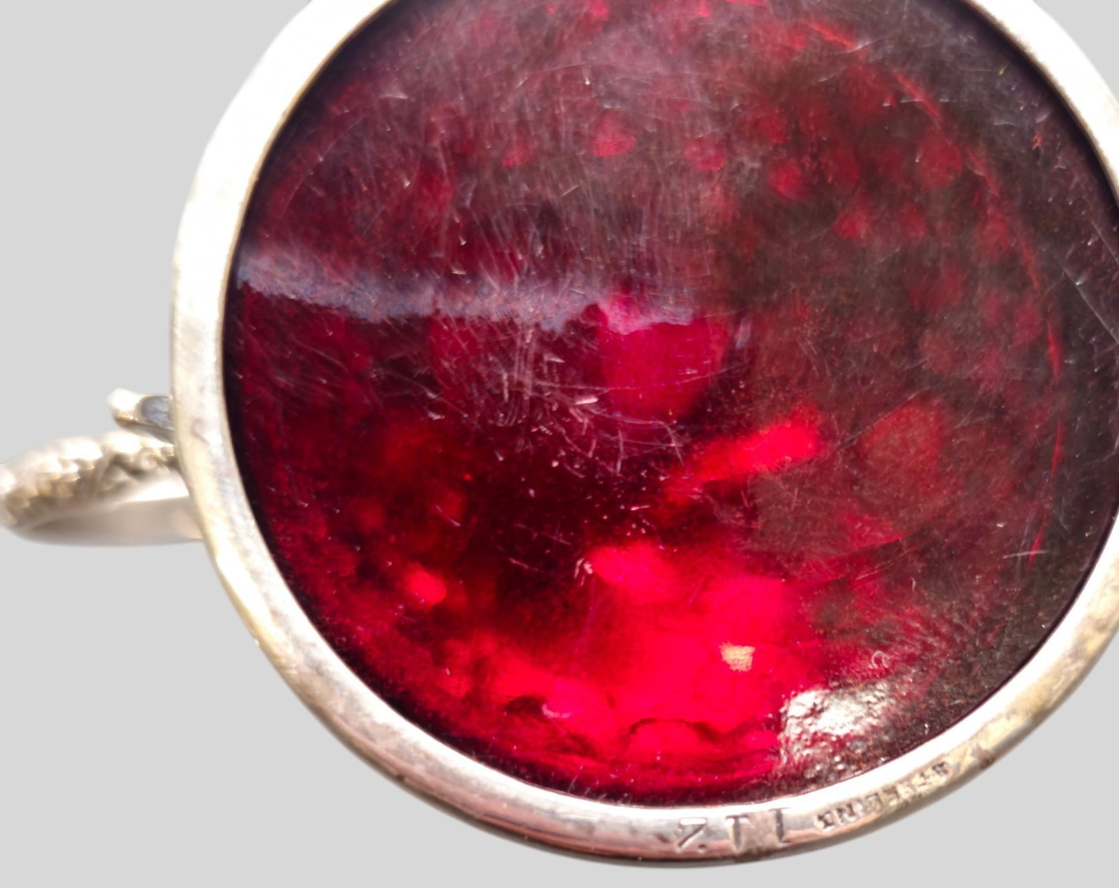 Sterling Silver and Ruby Red Glass Mustard - 8